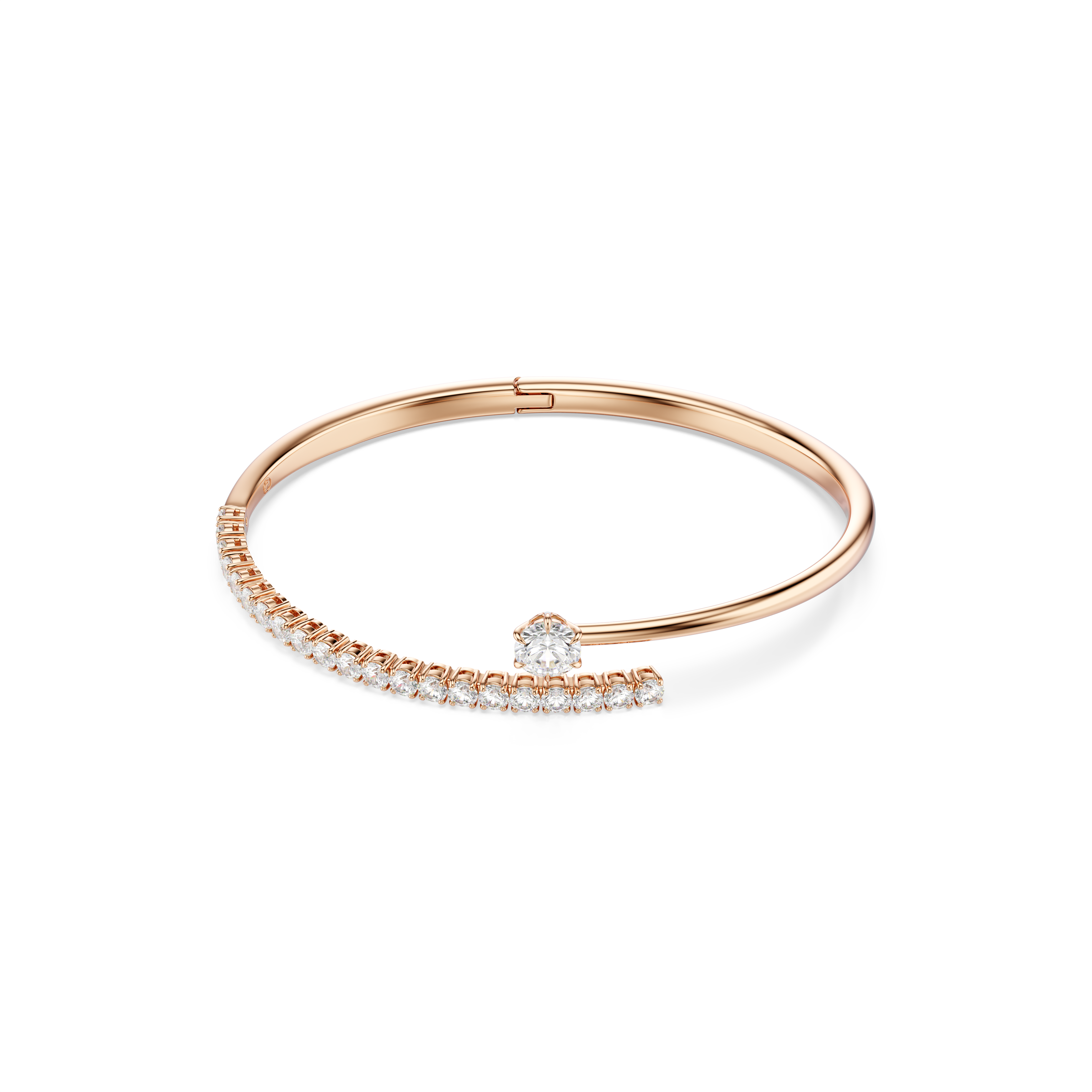 Matrix Bangle Bileklik, Yuvarlak Kesim, Beyaz, 18K, Pembe Altın Rengi Kaplama, S