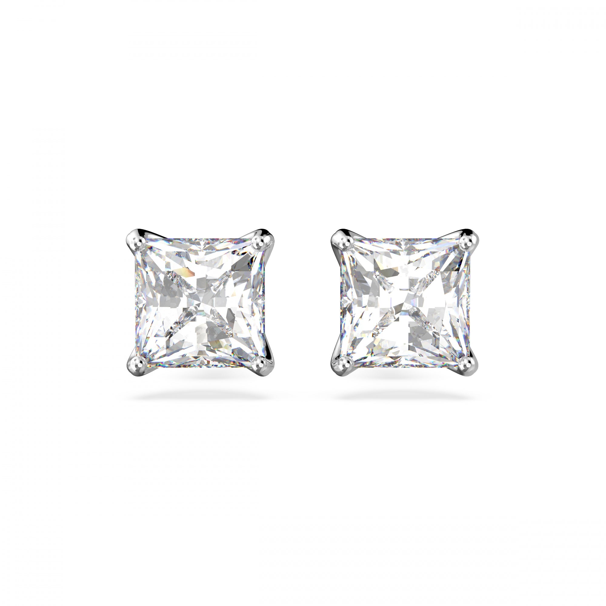 Angelic Stud Küpe, Square Cut, Beyaz, Rodyum Kaplama