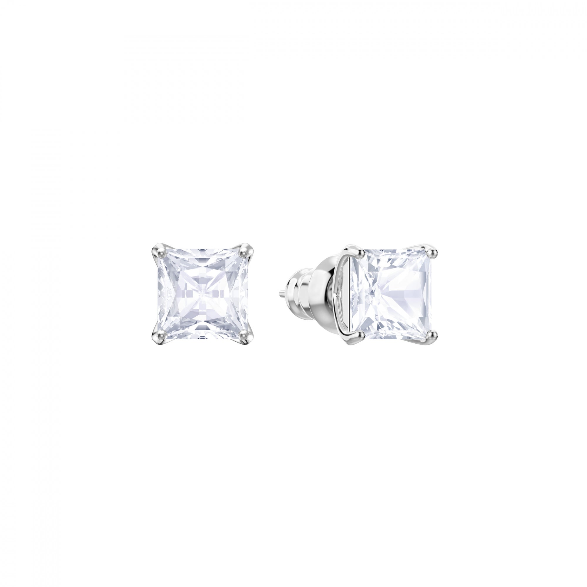 Angelic Stud Küpe, Square Cut, Beyaz, Rodyum Kaplama