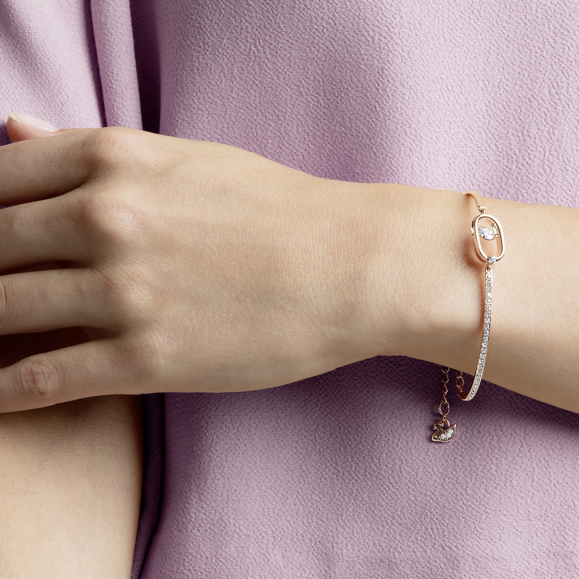 Sparkling Dc Oval Bileklik, North, Beyaz, Pembe Altin Rengi Kaplama