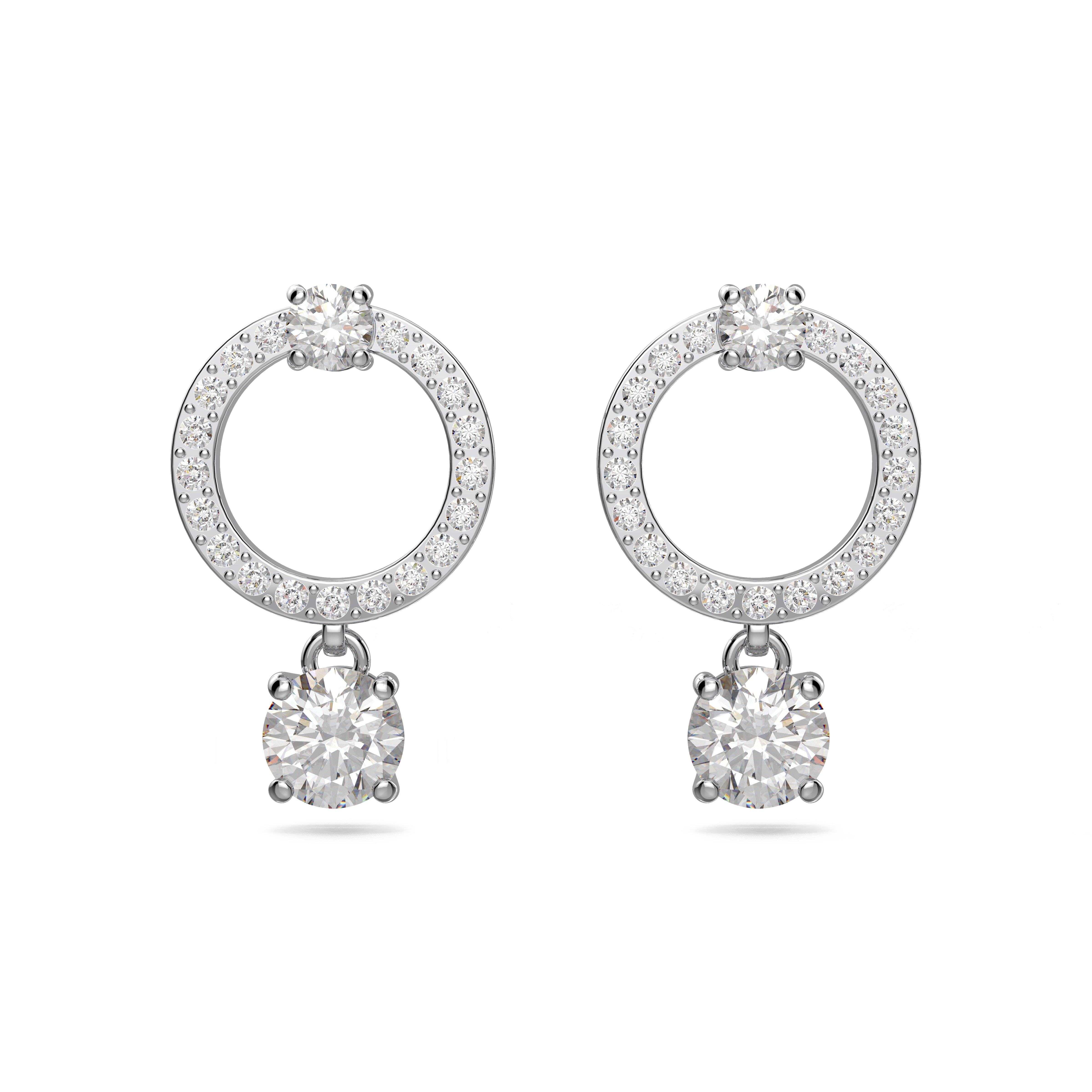 Attract Circle Küpe, Beyaz, Rodyum Kaplama