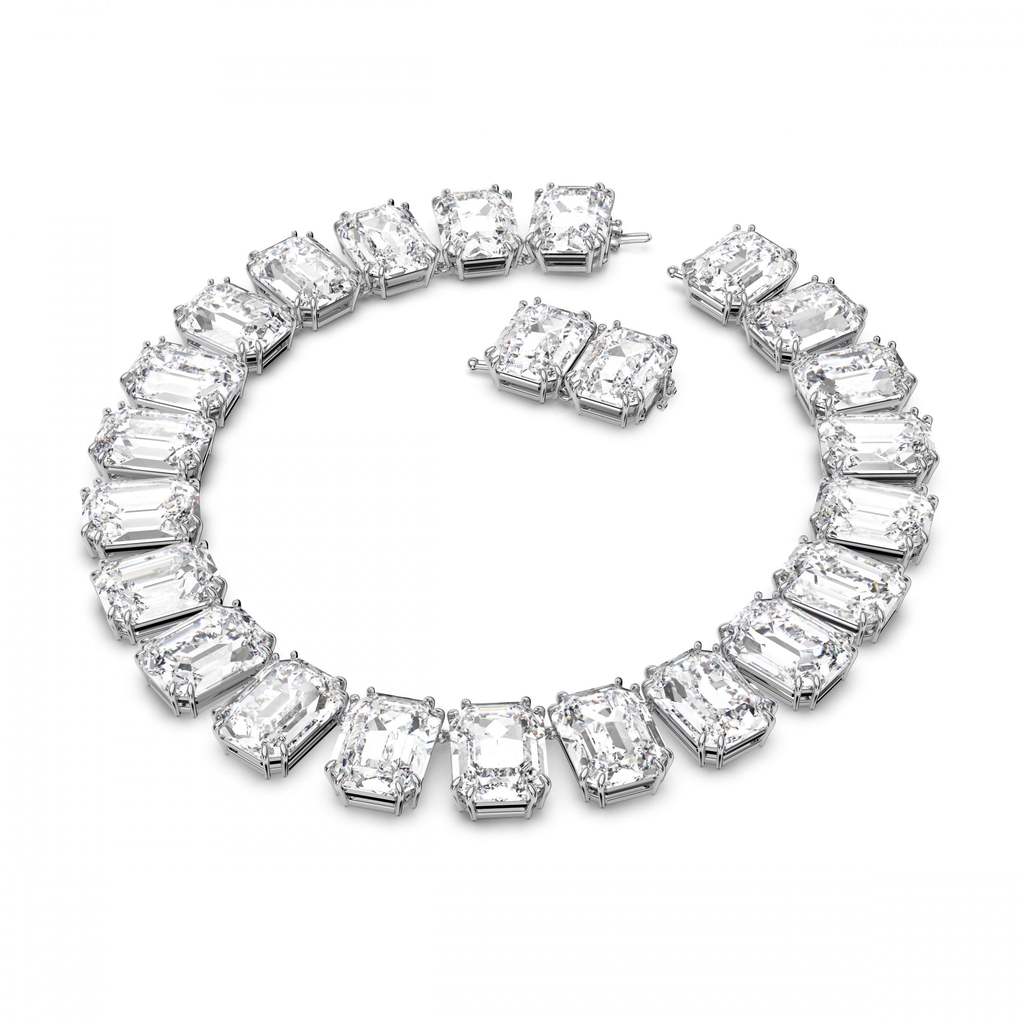 Millenia All Around Kolye, Octagon Cut, Oversized Cyrstals, Beyaz, Rodyum kaplama
