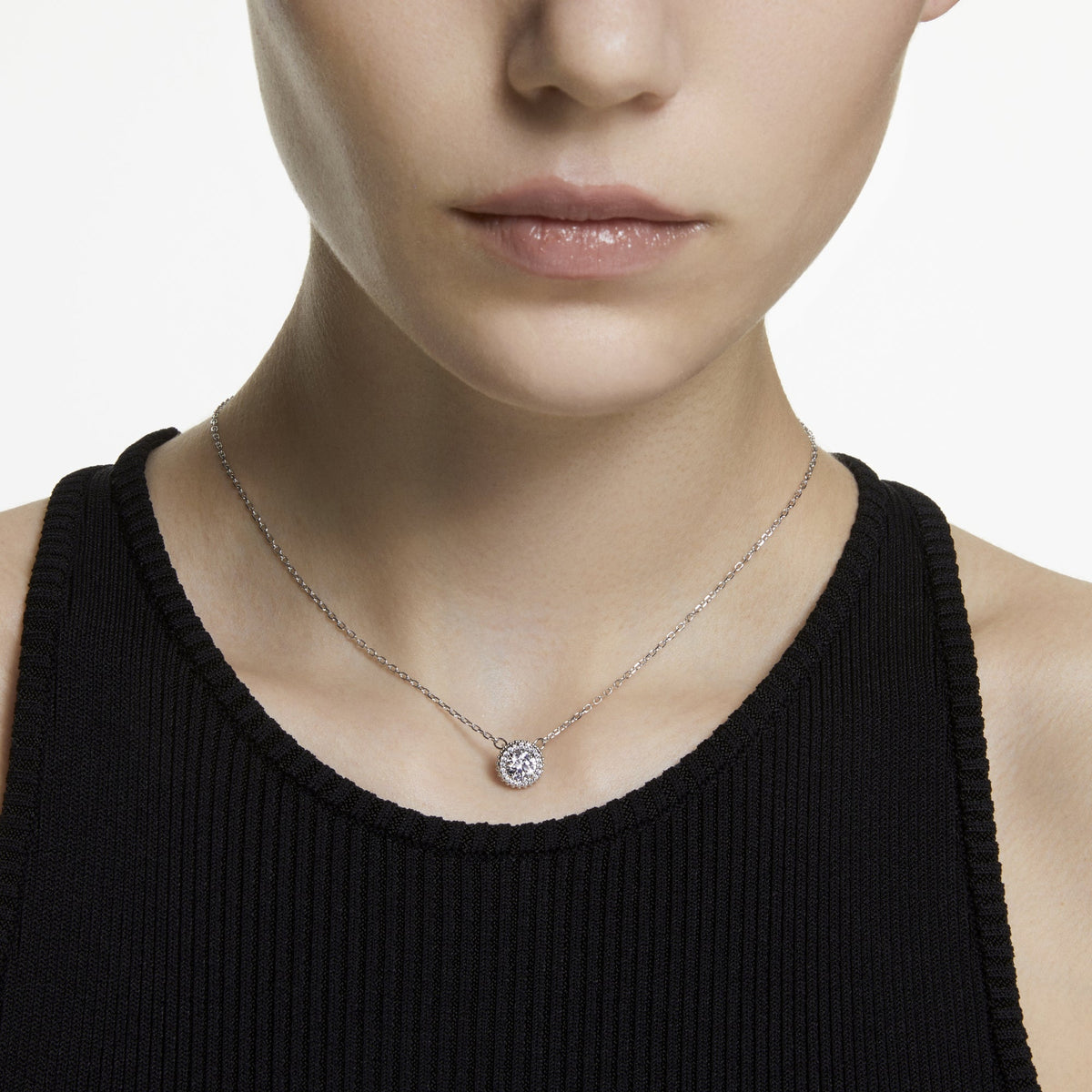 Constella Kolye, Round Cut, Pave, Beyaz, Rodyum Kaplama