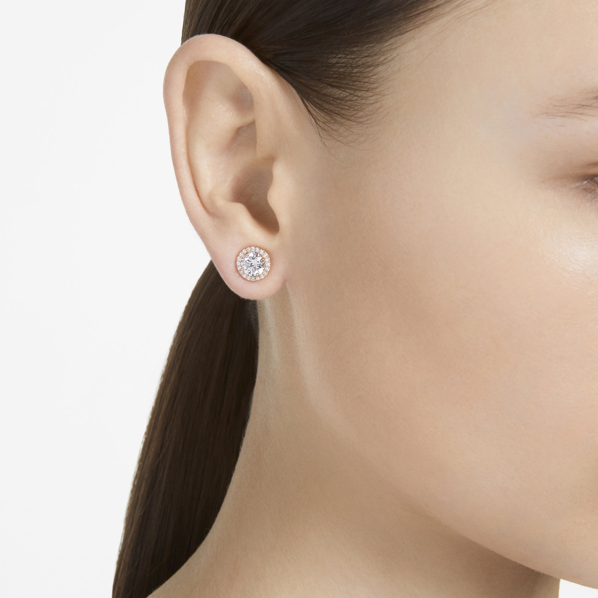 Constella Stud Küpe, Pave, Beyaz, Pembe Altın Rengi Kaplama