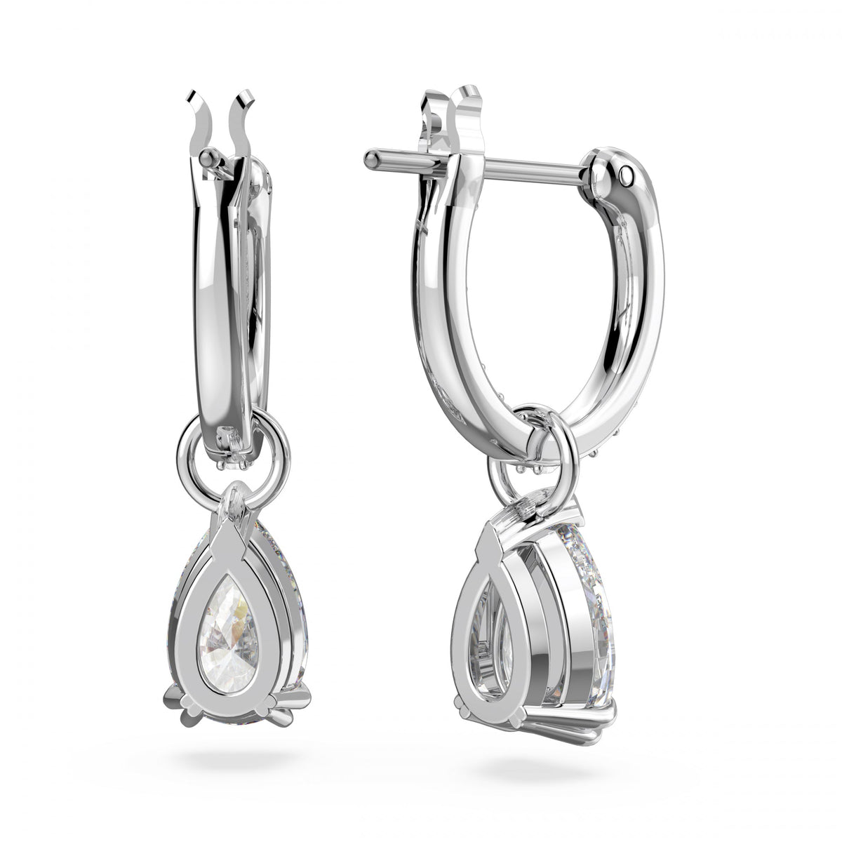 Millenia Hoop Küpe, Pear Cut, Beyaz, Rodyum Kaplama