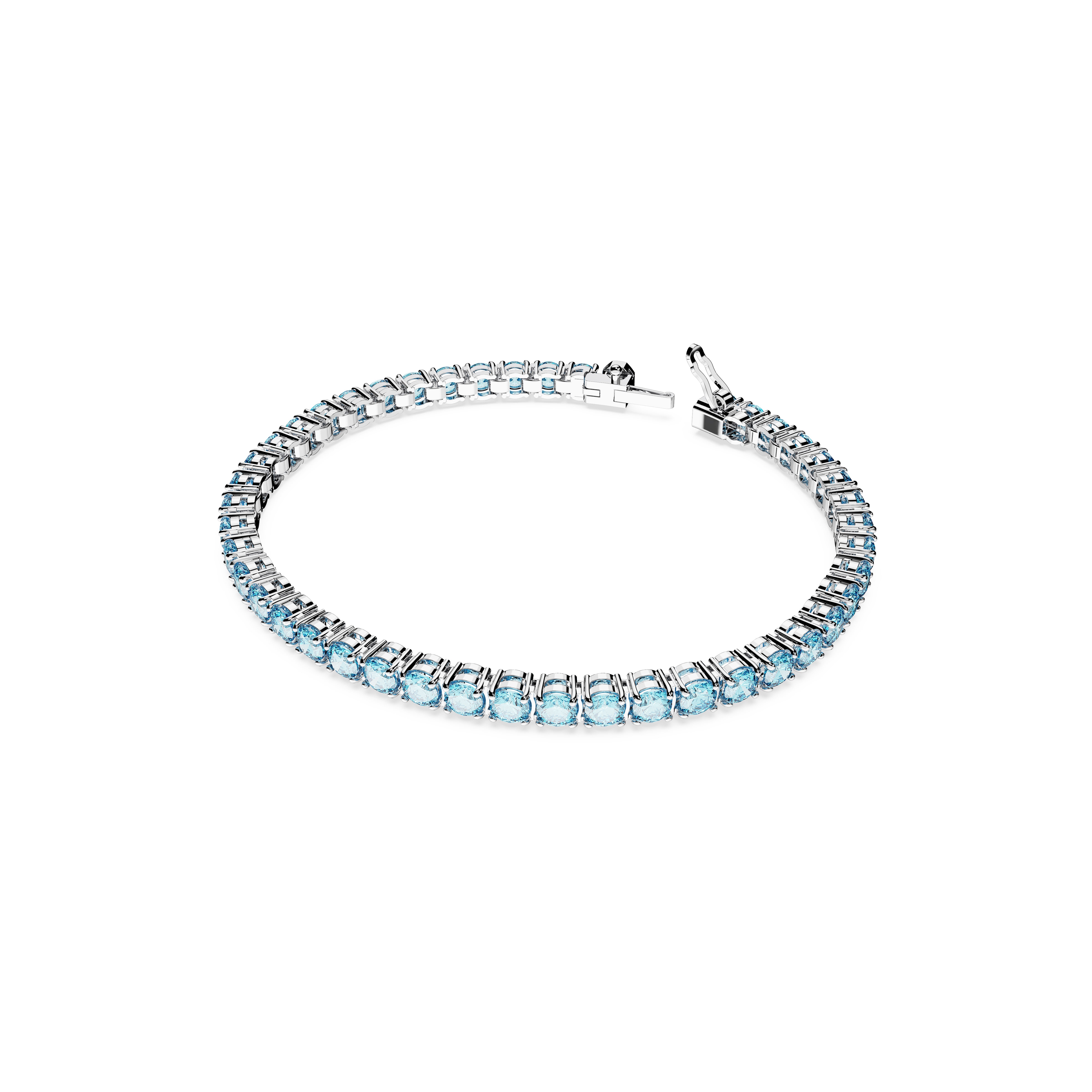 Matrix Tennis Bileklik, Round Cut, Mavi, Rodyum Kaplama, L