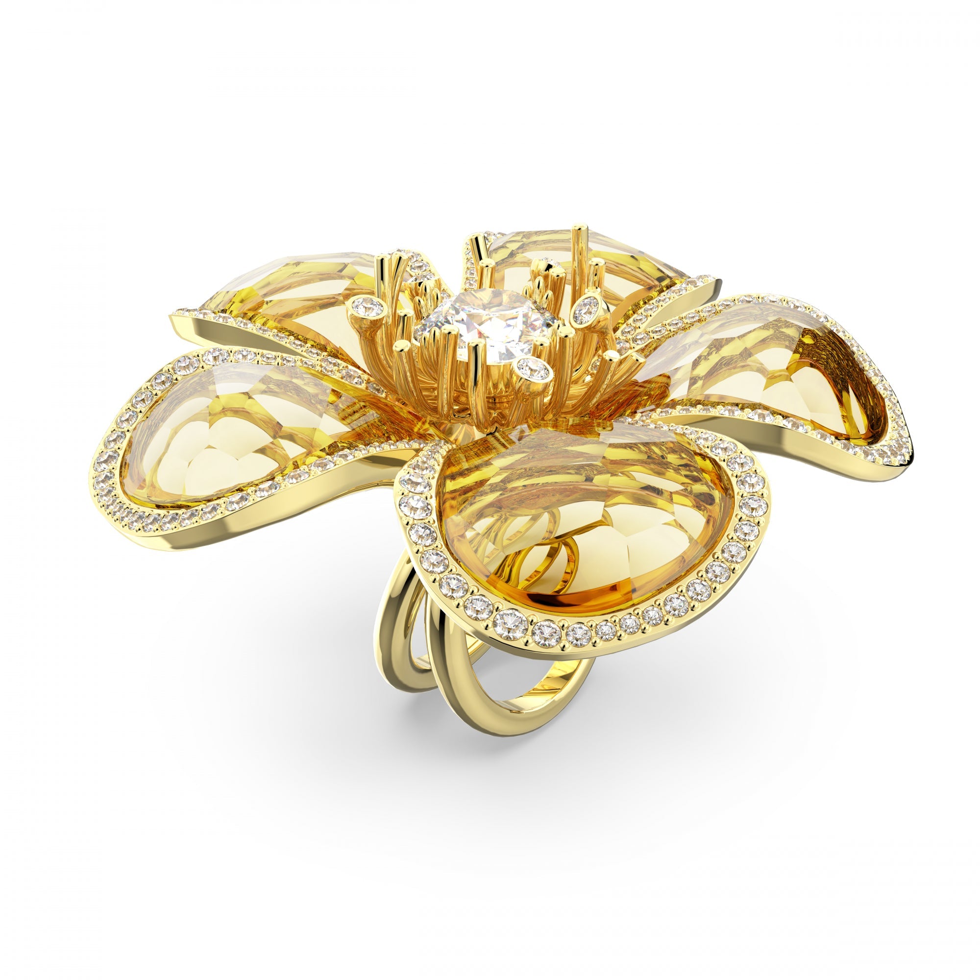 Florere Yüzük, Flower, Sarı, Sarı Altın Rengi Kaplama, 55