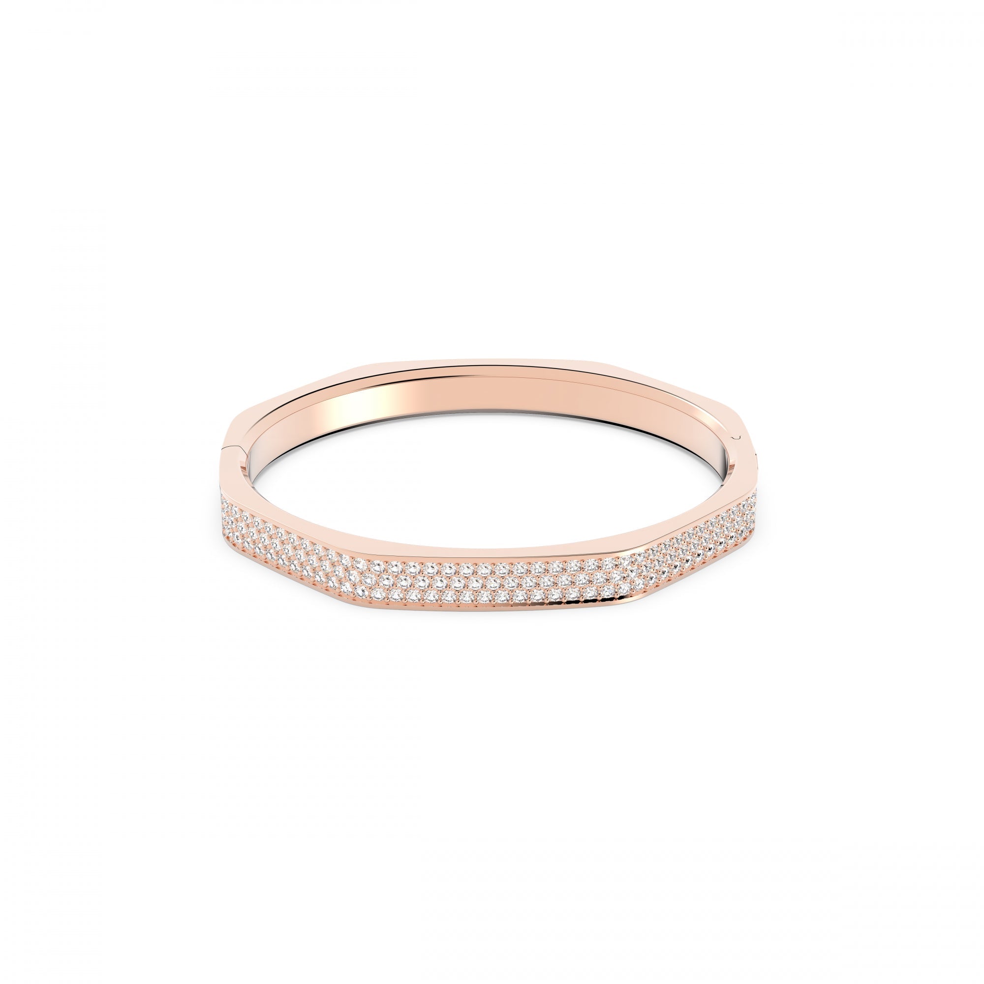 Dextera Bangle Bileklik, Octagon Cut, Beyaz, Pembe Altın Rengi Kaplama, L