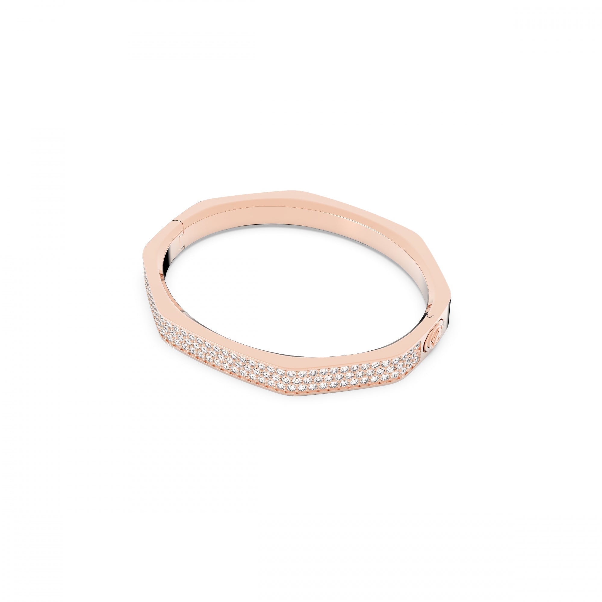 Dextera Bangle Bileklik, Octagon Cut, Beyaz, Pembe Altın Rengi Kaplama, L