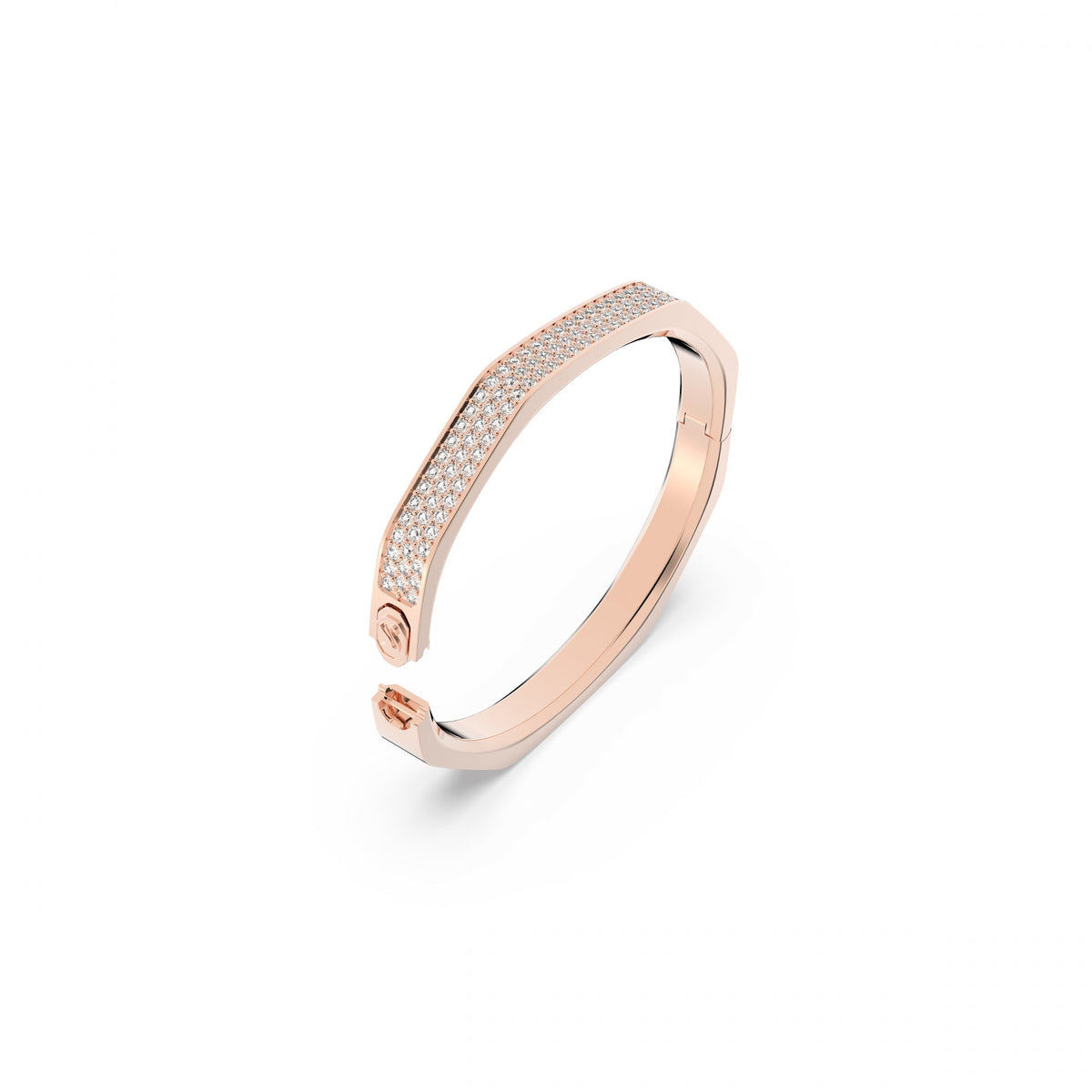 Dextera Bangle Bileklik, Octagon Cut, Beyaz, Pembe Altın Rengi Kaplama, L