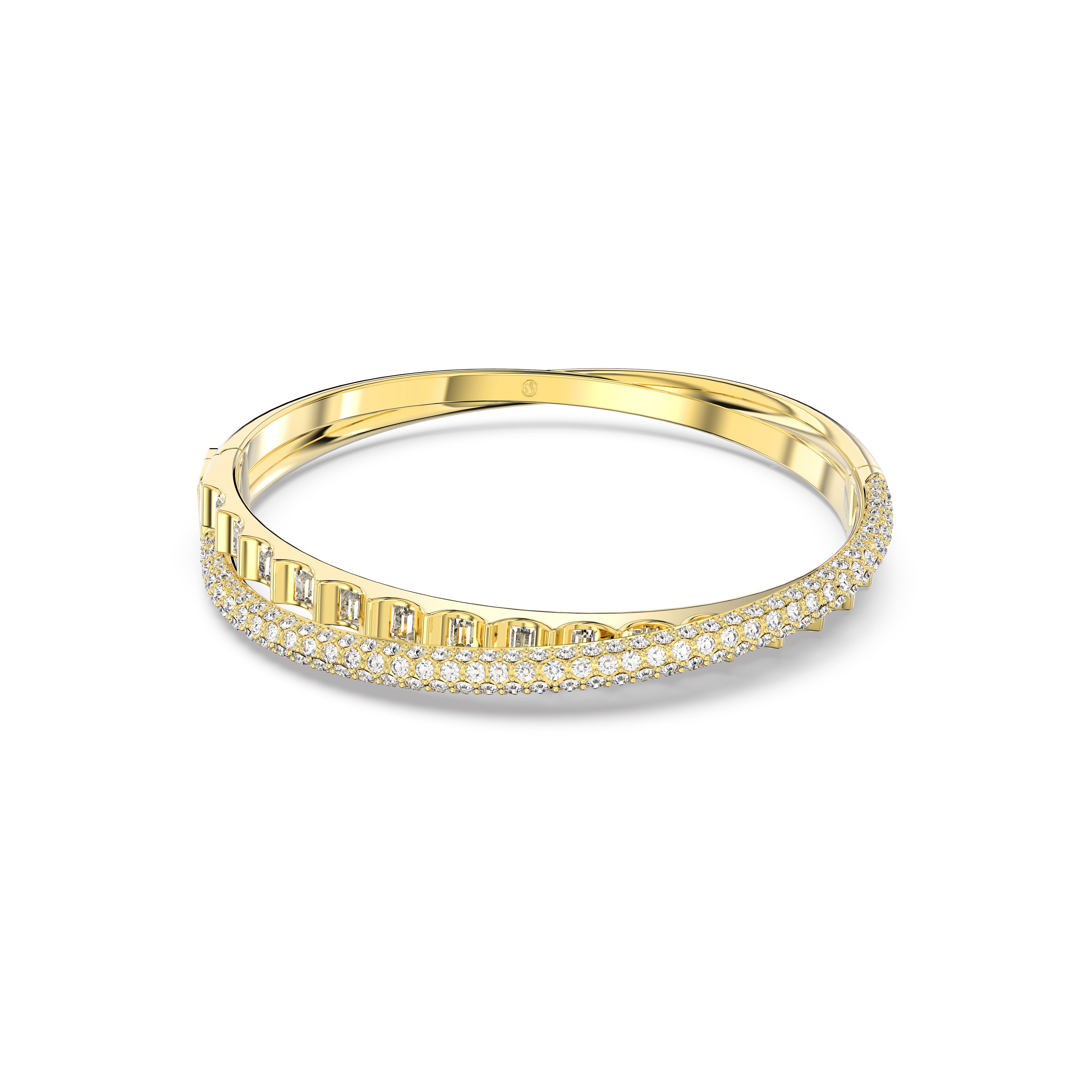 Rota Bangle Bileklik, Mixed Cut, Beyazari Altin Rengi Kaplama