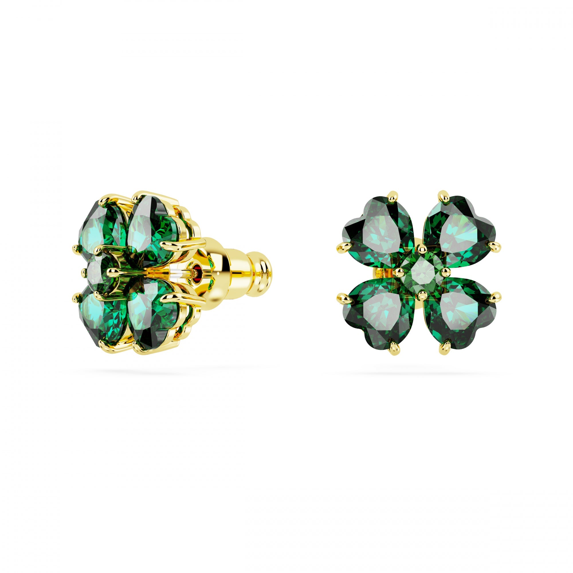 Idyllia Stud Küpe, Clover, Yeşil, Sarı Altın Rengi Kaplama