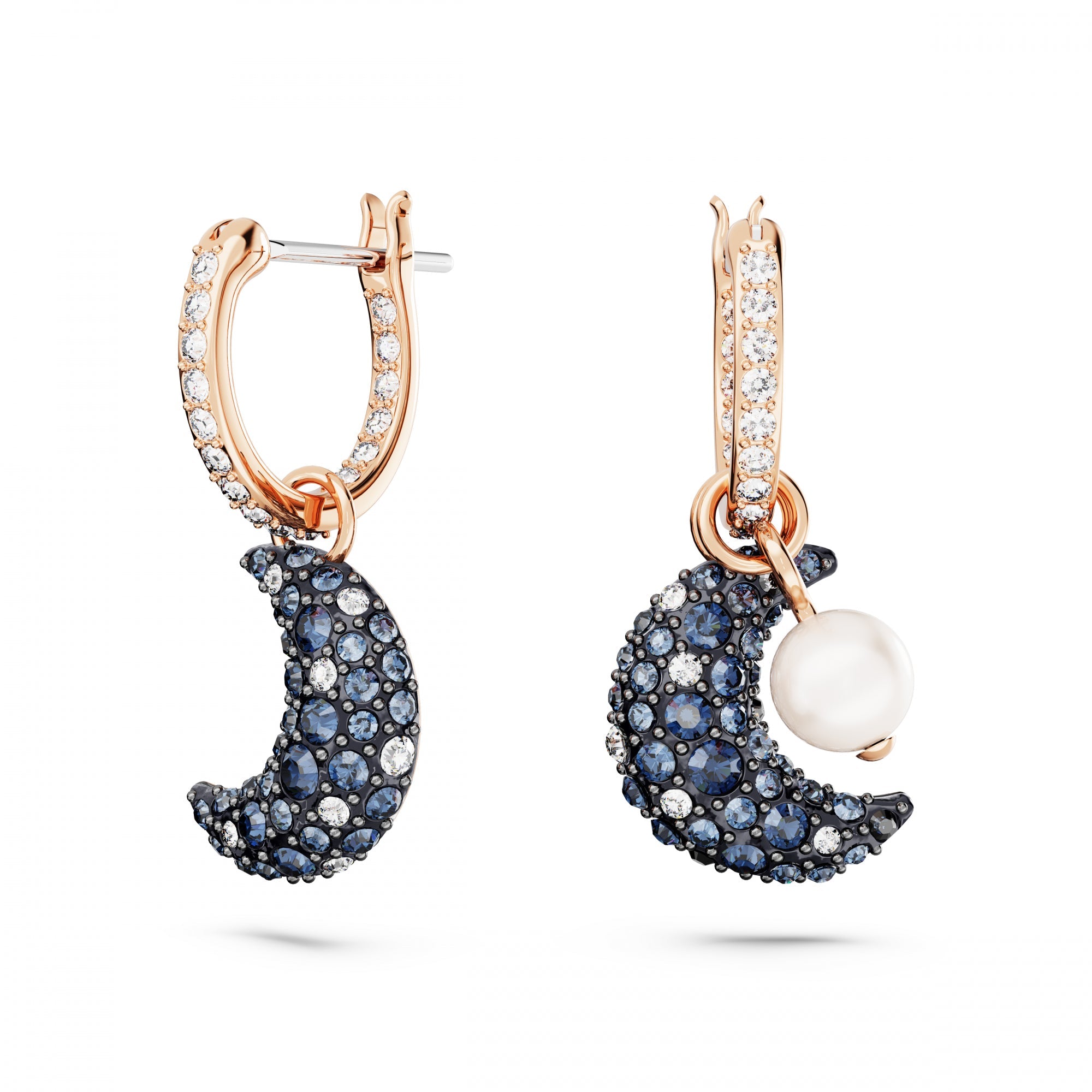 Luna Drop Küpe, Moon, Renkli, Pembe Altın Rengi Kaplama