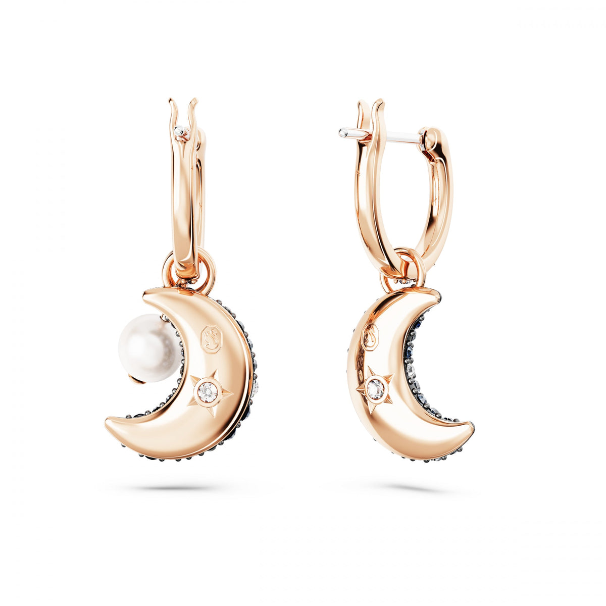 Luna Drop Küpe, Moon, Renkli, Pembe Altın Rengi Kaplama