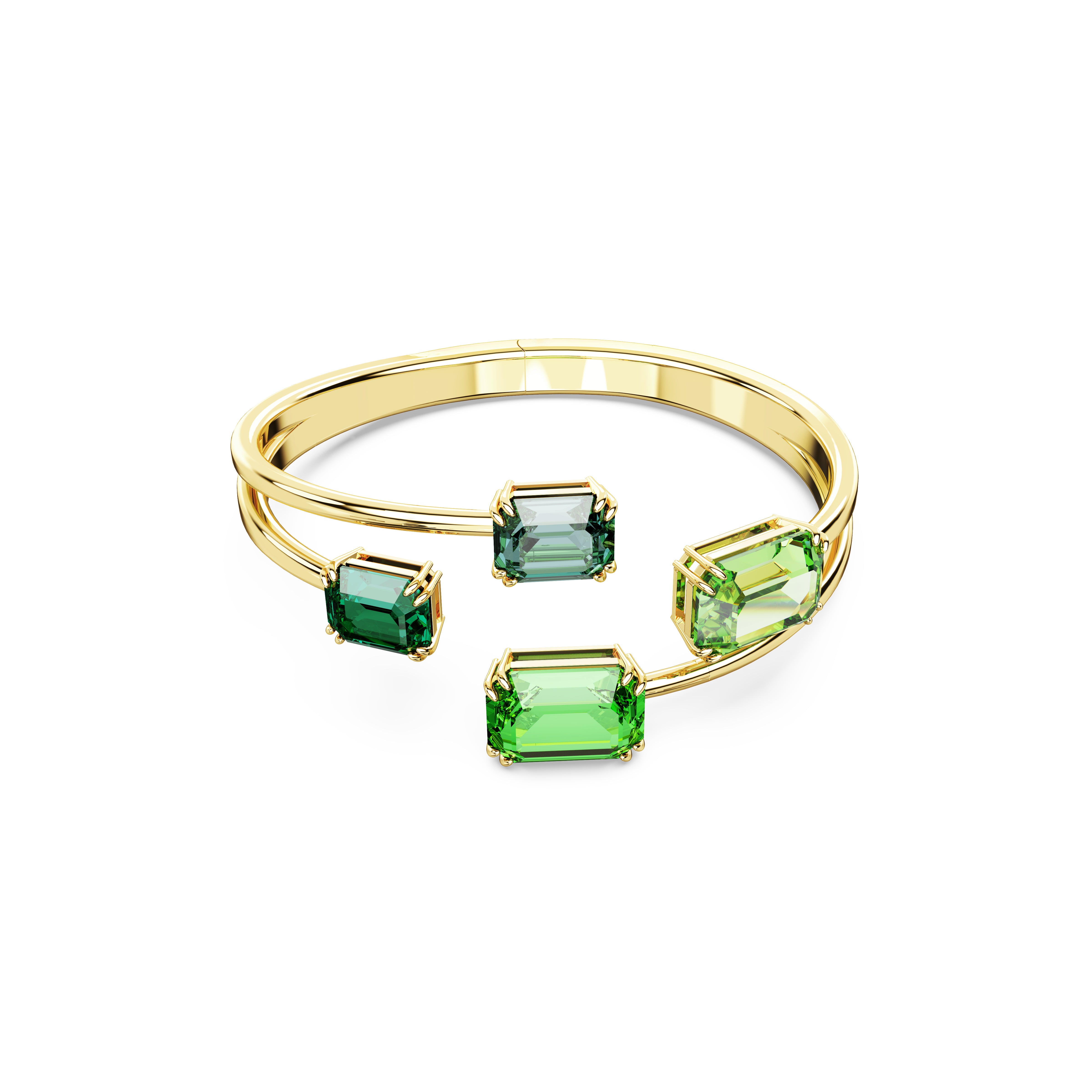 Millenia Bangle Bileklik, Octagon Cut, Yeşilari Altin Rengi Kaplama