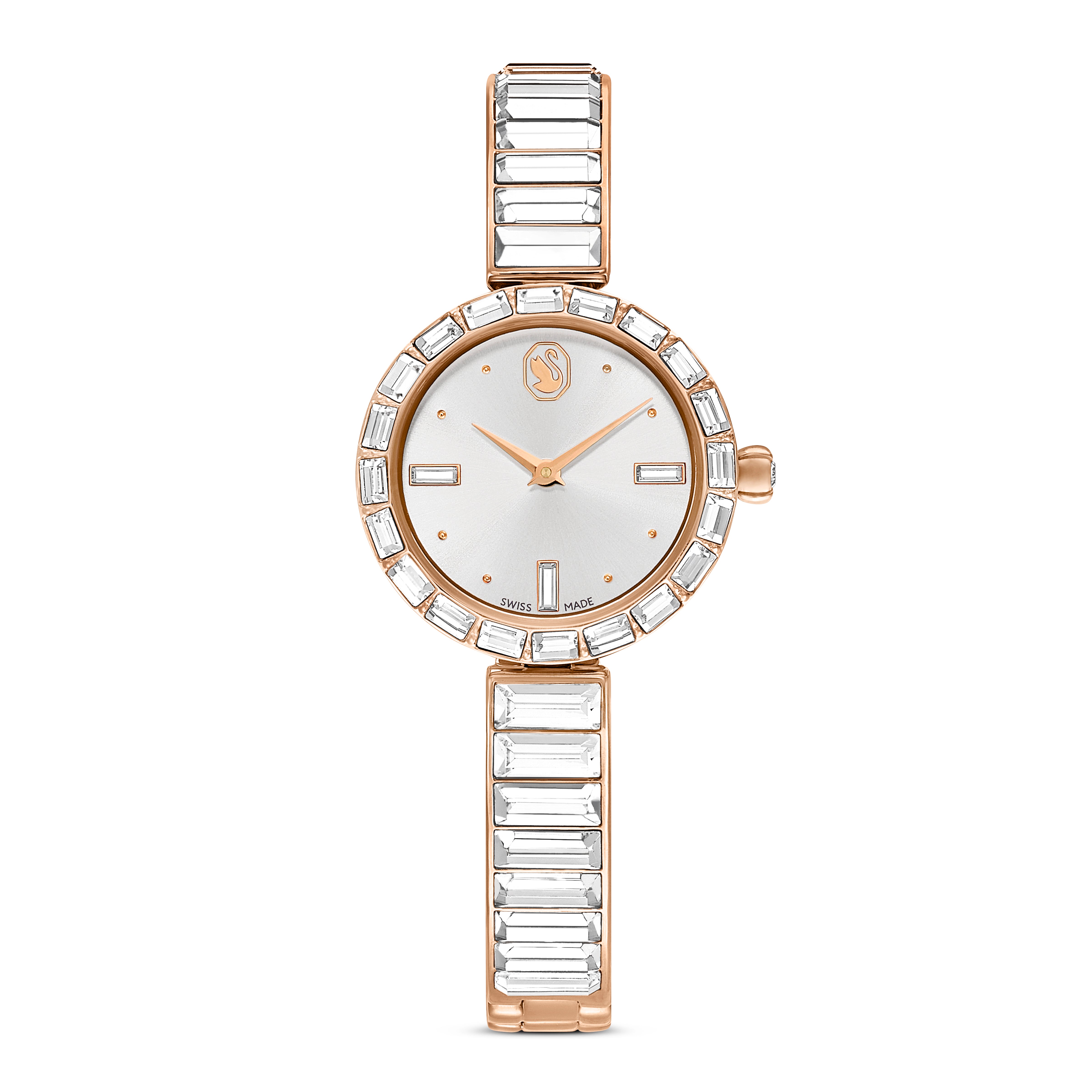 Matrix Bangle Saat, İsviçre Üretimi, Kristal Bileklik, Pembe Altın Ton, Pembe Altın Tonu Kaplama