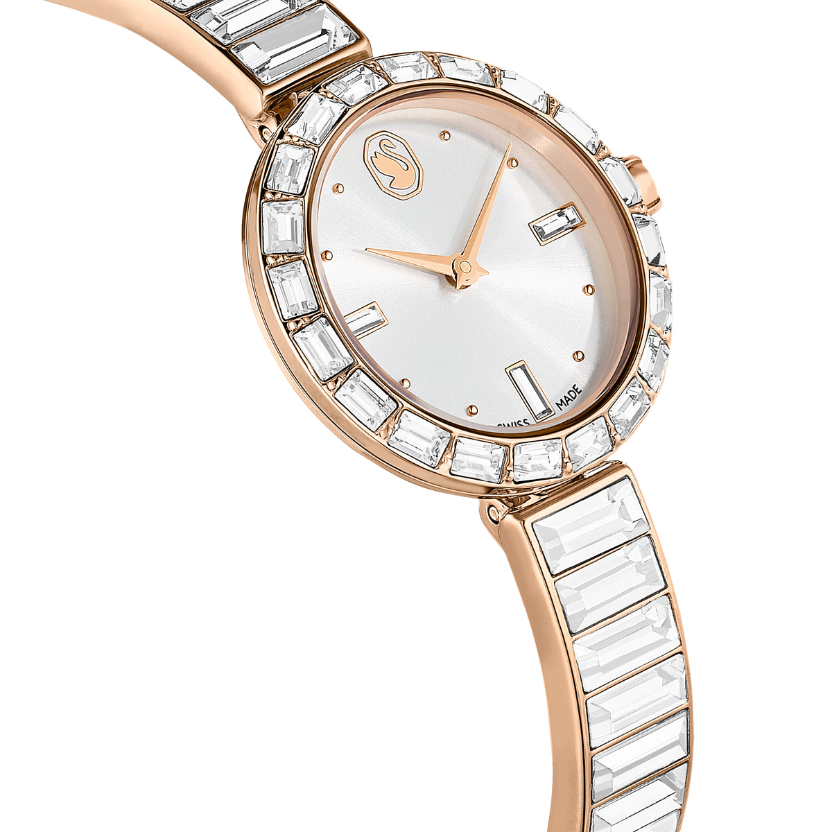 Matrix Bangle Saat, İsviçre Üretimi, Kristal Bileklik, Pembe Altın Ton, Pembe Altın Tonu Kaplama