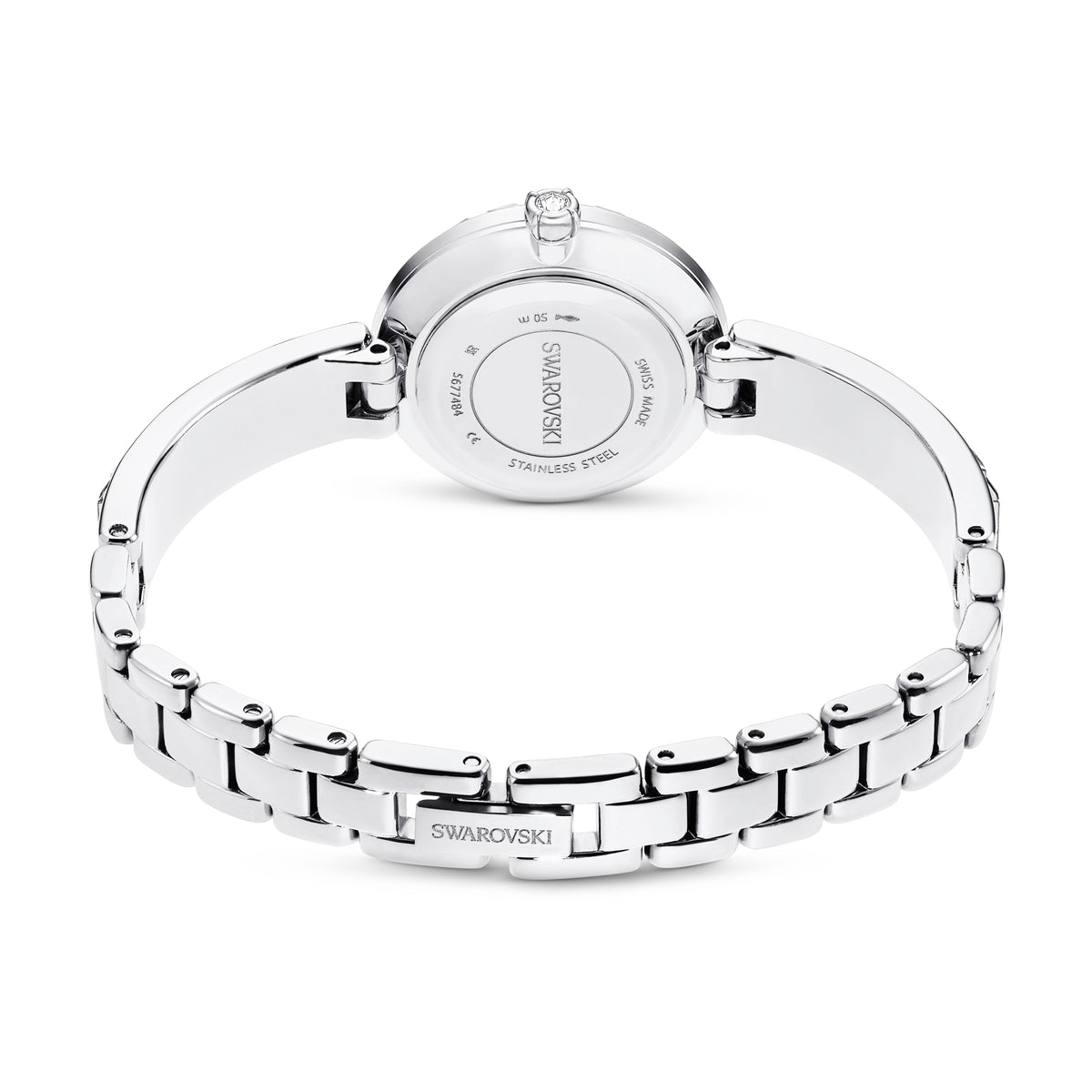 Matrix Bangle Saat, İsviçre Üretimi, Kristal Bileklik, Gümüş Ton, Paslanmaz Çelik