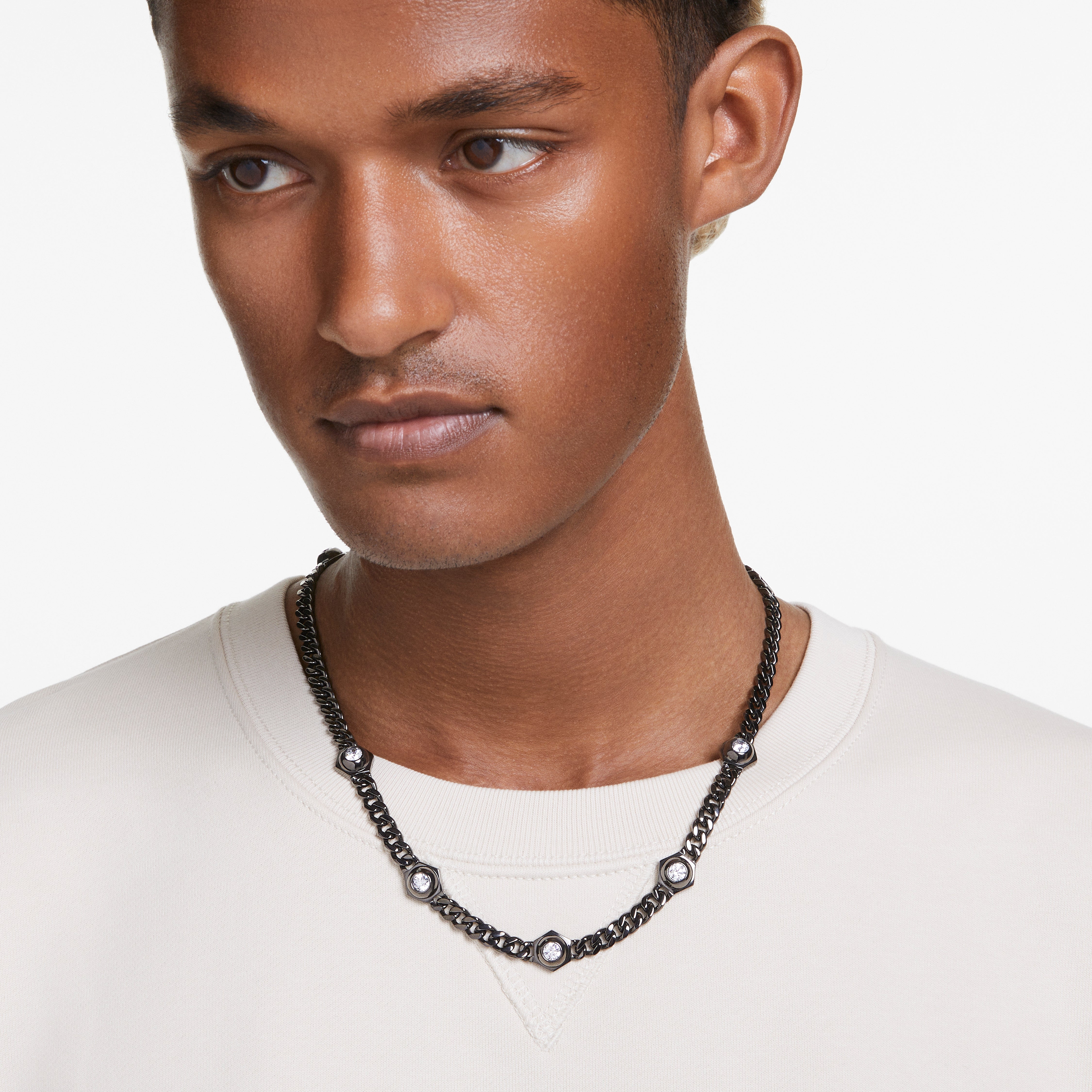 Numina Kolye, Round Cut, Beyaz, Rutenyum Kaplama