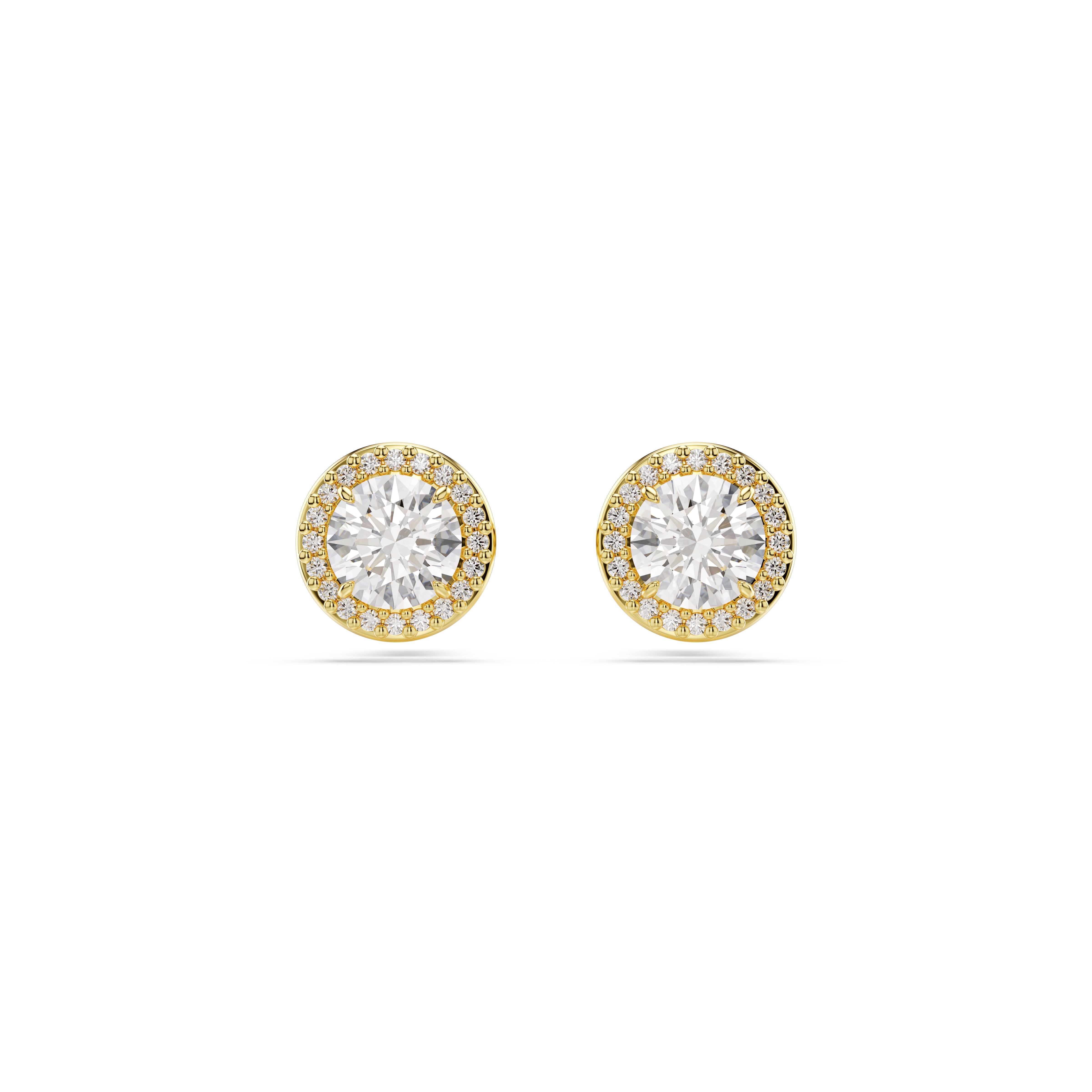 Una Stud Küpe, Round Cut, Altın Ton, Sarı Altın Rengi Kaplama