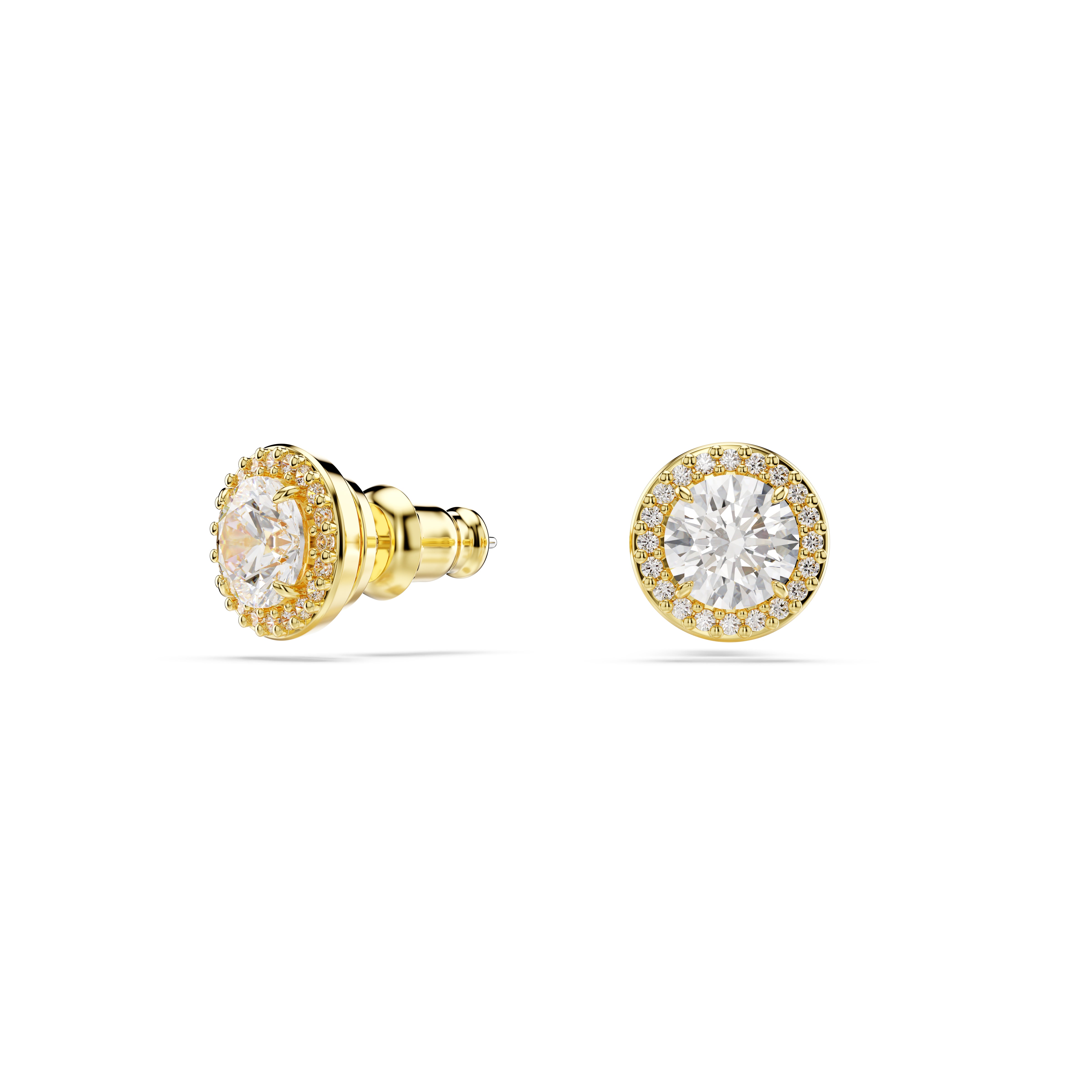 Una Stud Küpe, Round Cut, Altın Ton, Sarı Altın Rengi Kaplama