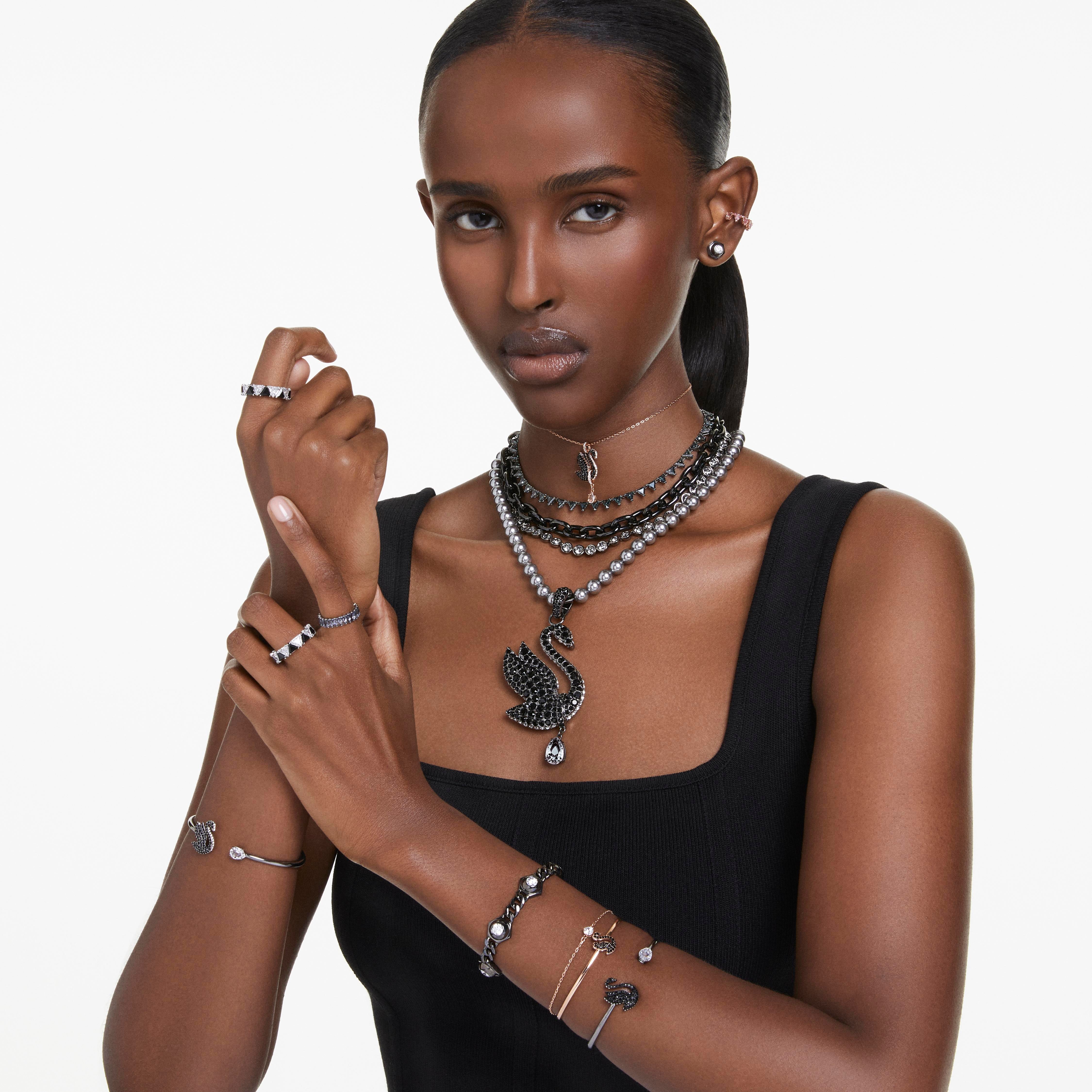 Swarovski Swan Bileklik, Kuğuiyah, Pembe Altin Rengi Kaplama