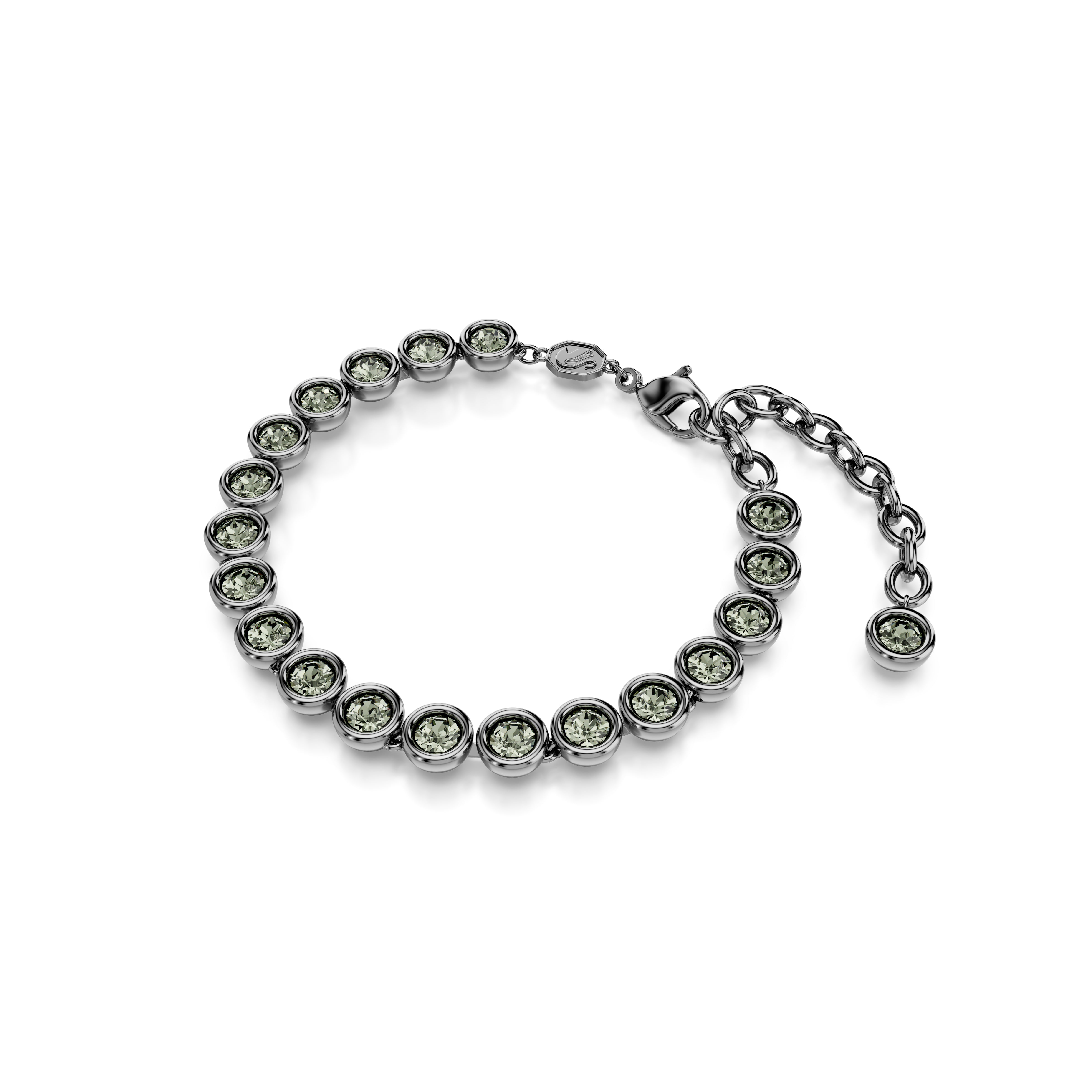 Imber Tennis Bileklik, Round Cut, Siyah, Rutenyum Kaplama