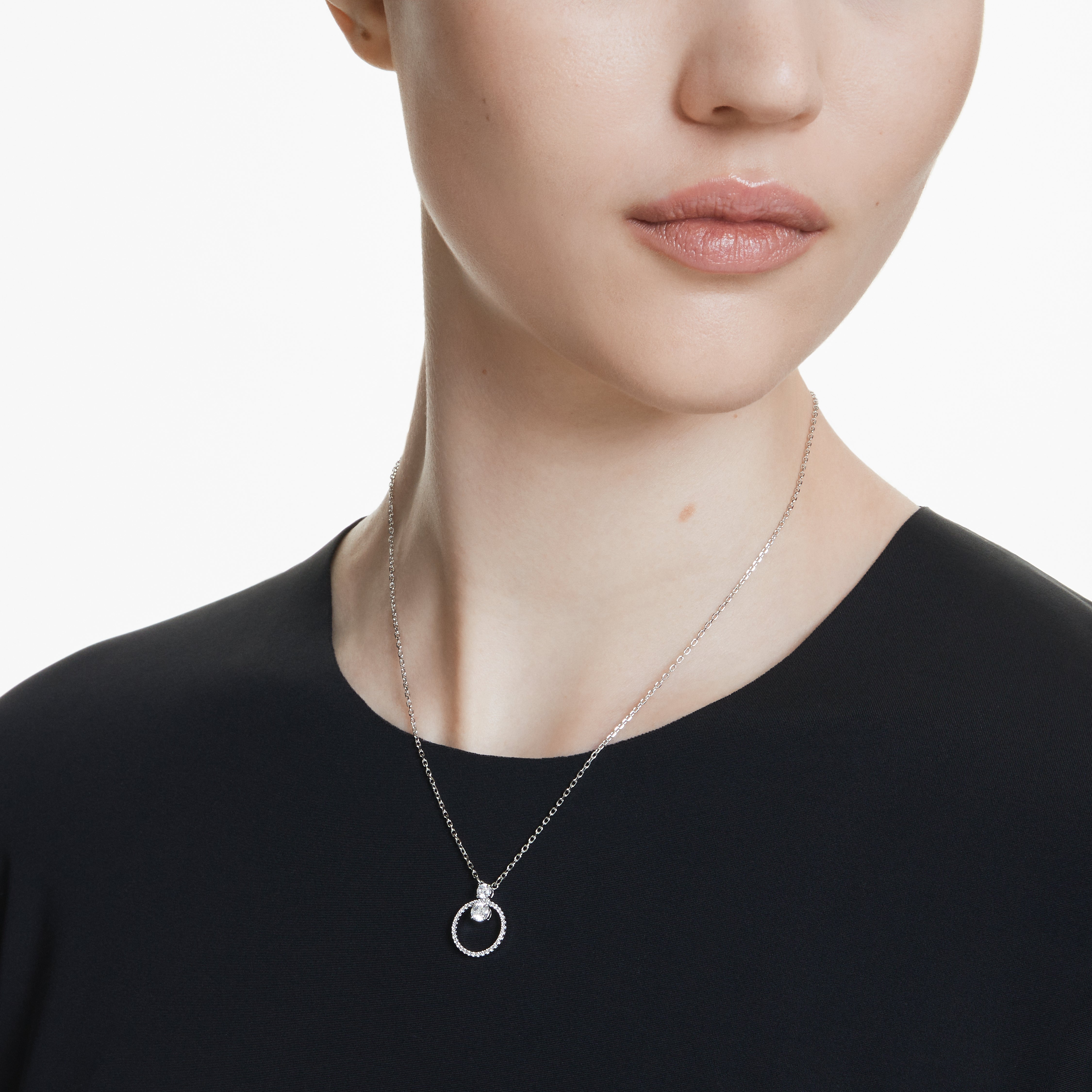 Constella Kolye, Round Cut, Beyaz, Rodyum Kaplama