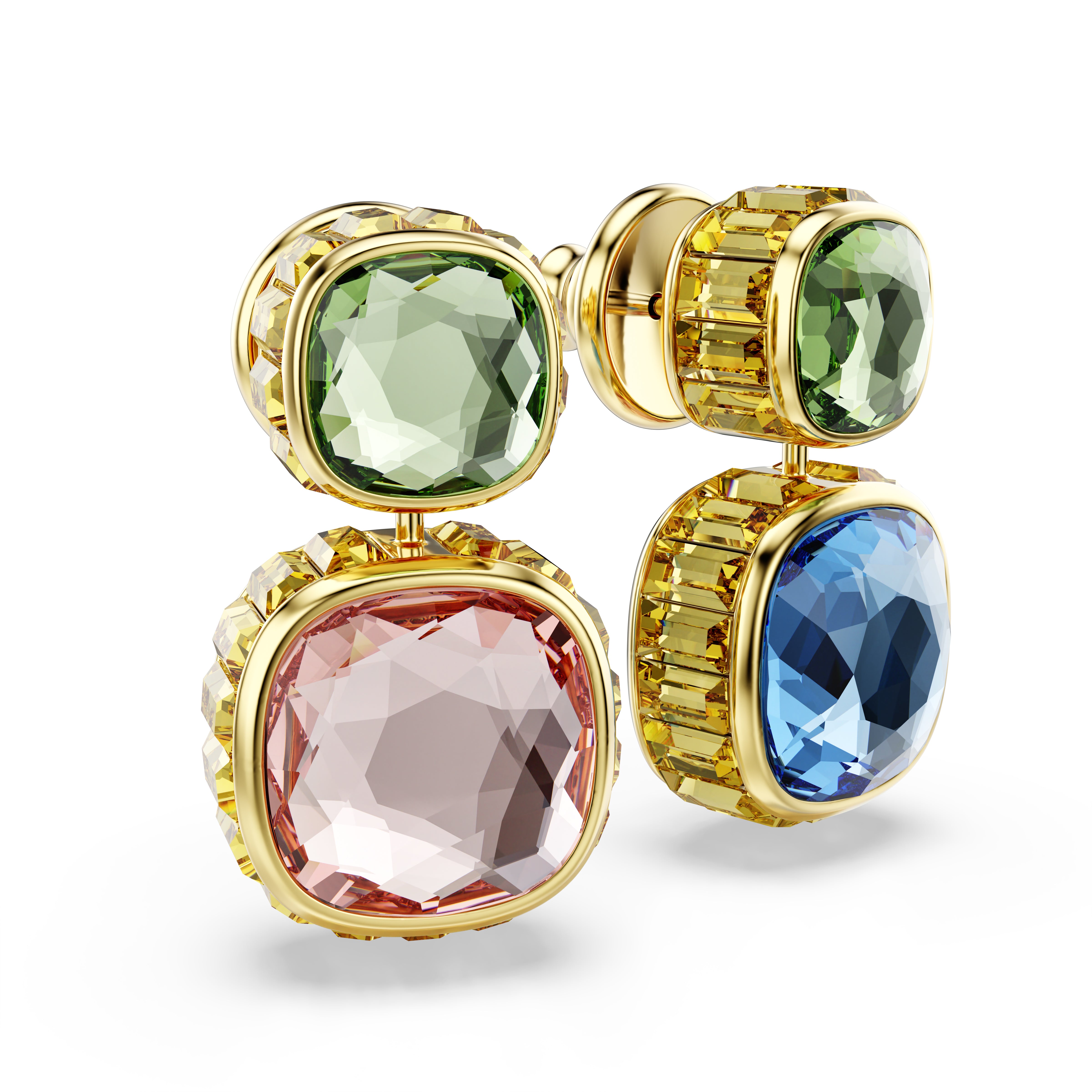 Chroma Damla Küpe, Yastik Kesim, Çok Renkli, Altin Rengi Kaplama