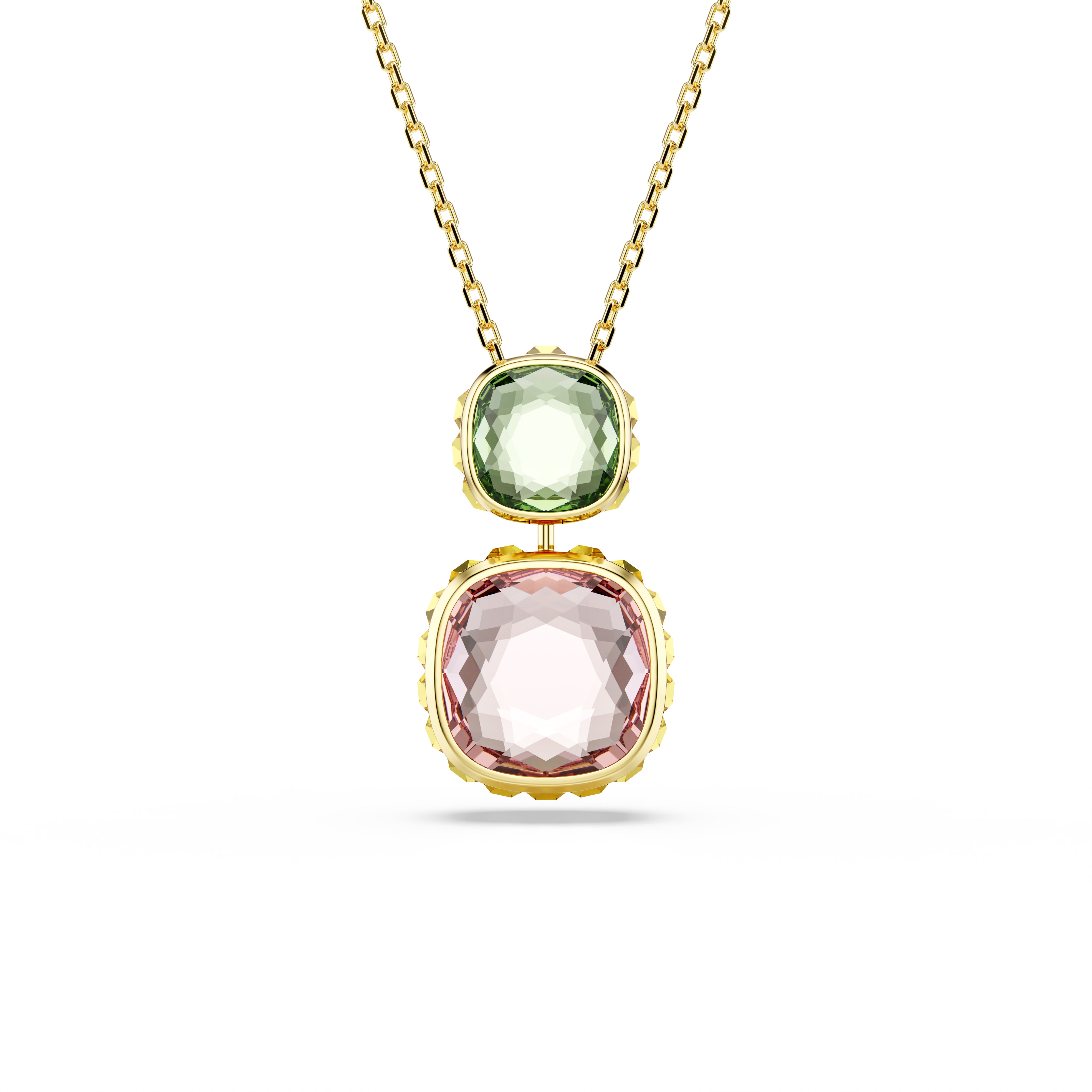 Chroma Kolye, Yastik Kesim, Çok Renkli, Altin Rengi Kaplama