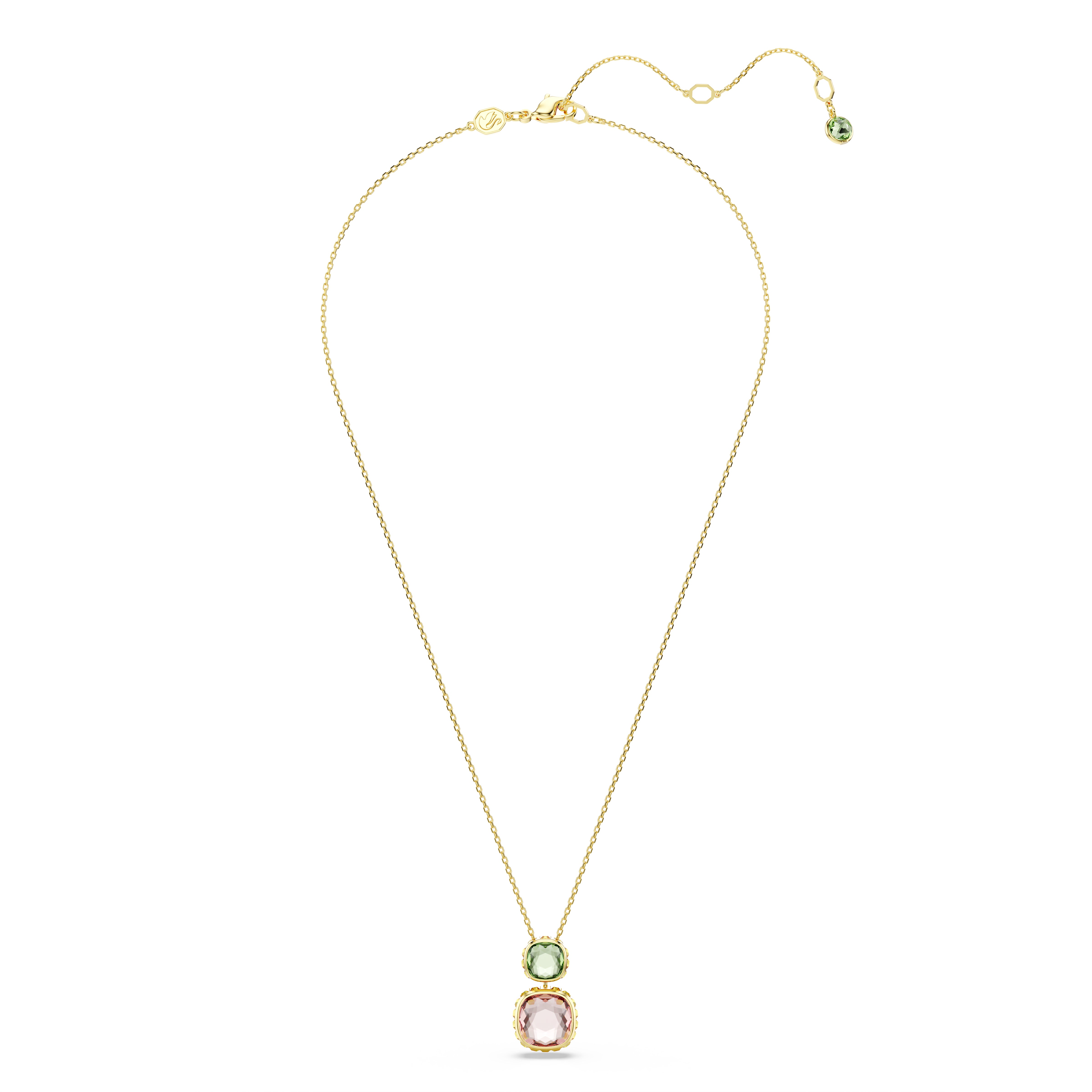 Chroma Kolye, Yastik Kesim, Çok Renkli, Altin Rengi Kaplama