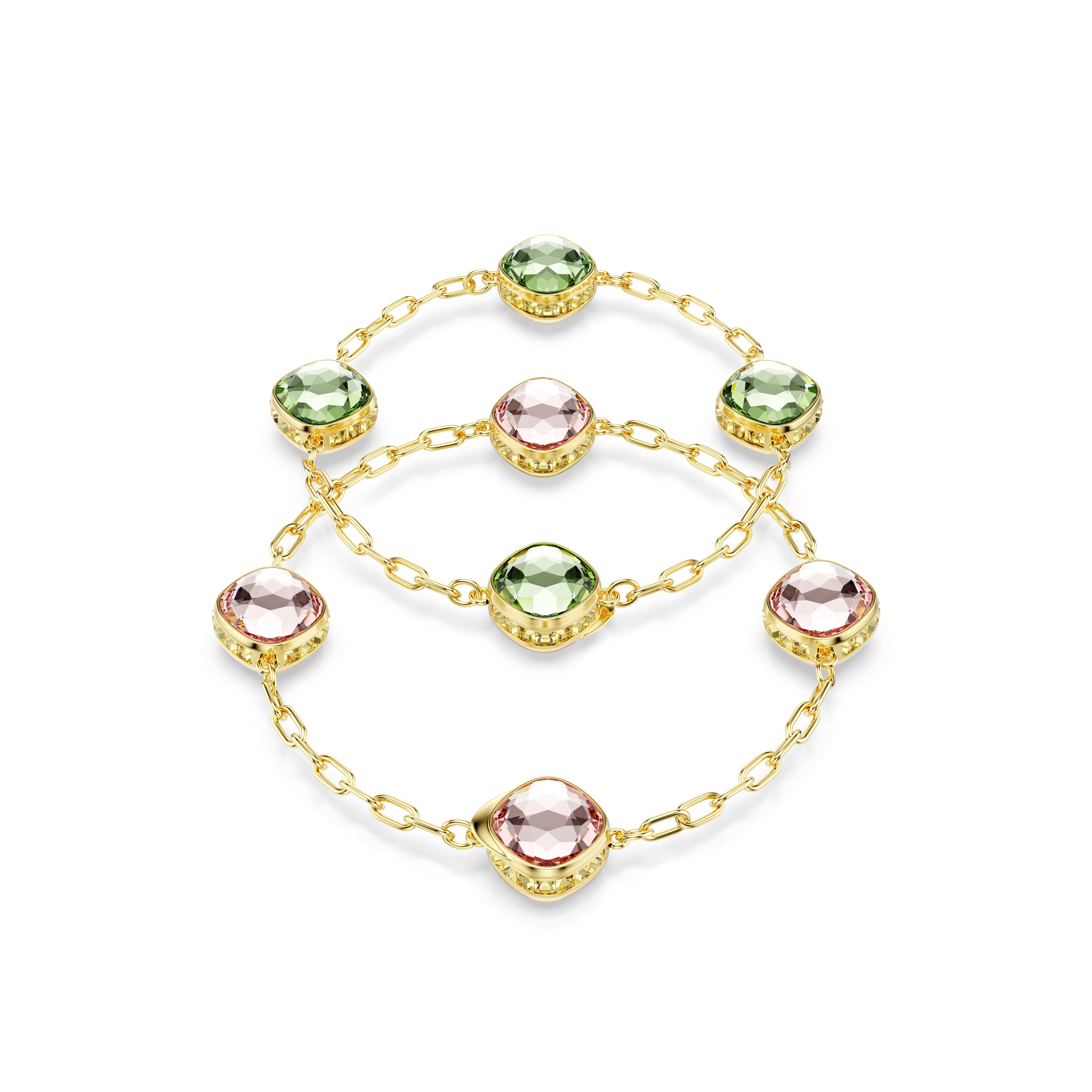 Chroma Dizi Kolye, Octagon Kesim, Yeşil, Altin Rengi Kaplama