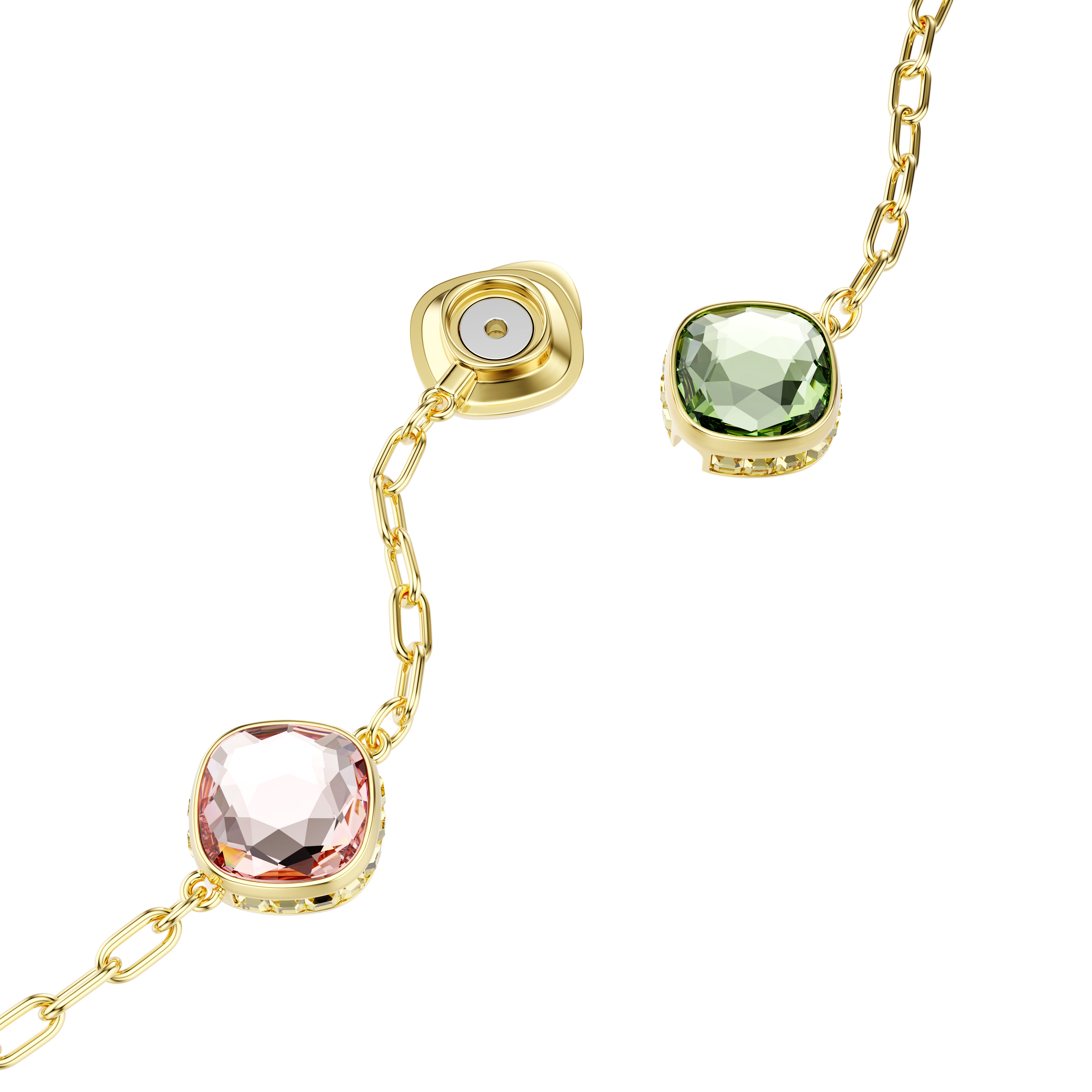 Chroma Dizi Kolye, Octagon Kesim, Yeşil, Altin Rengi Kaplama