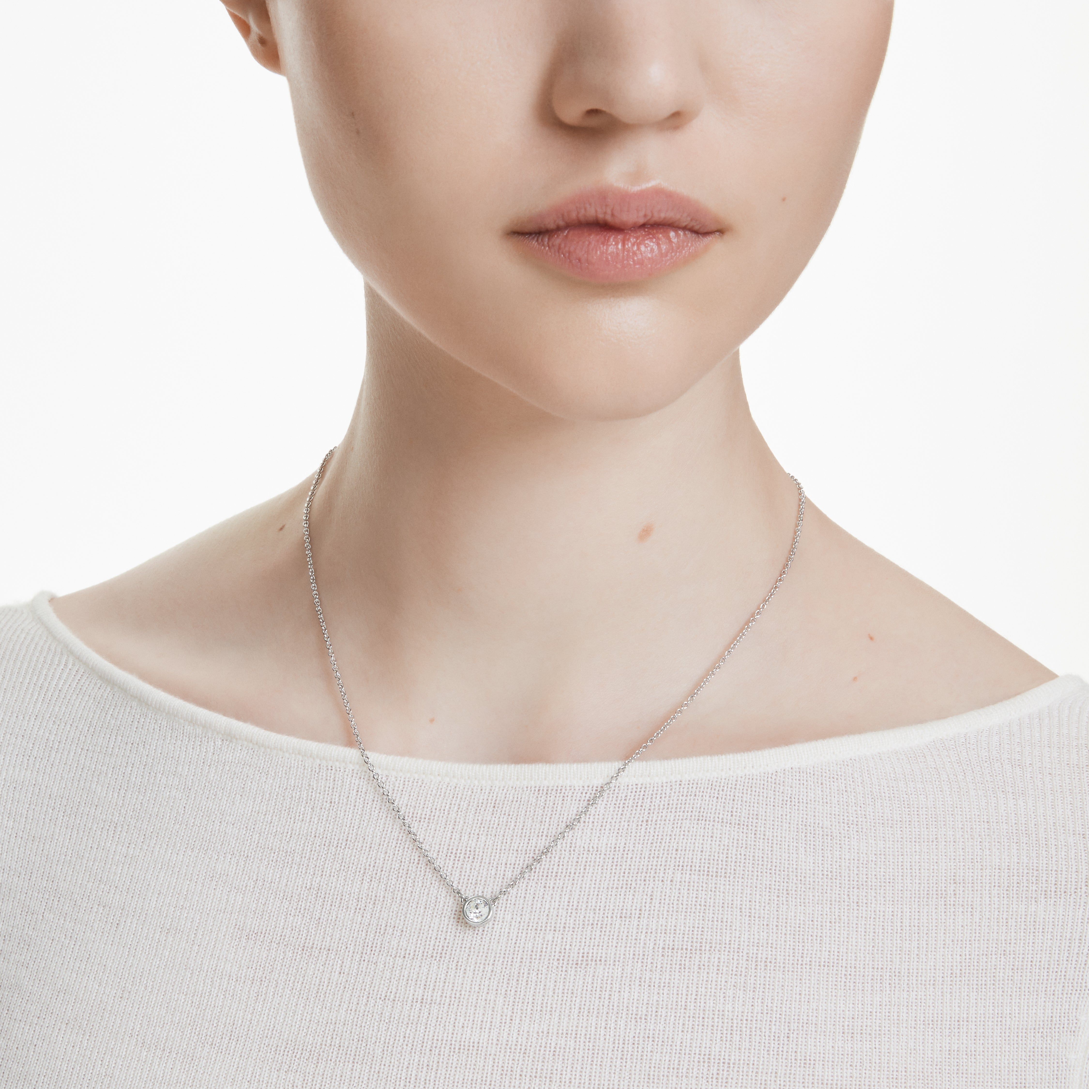 Imber Kolye, Round Cut, Beyaz, Rodyum Kaplama