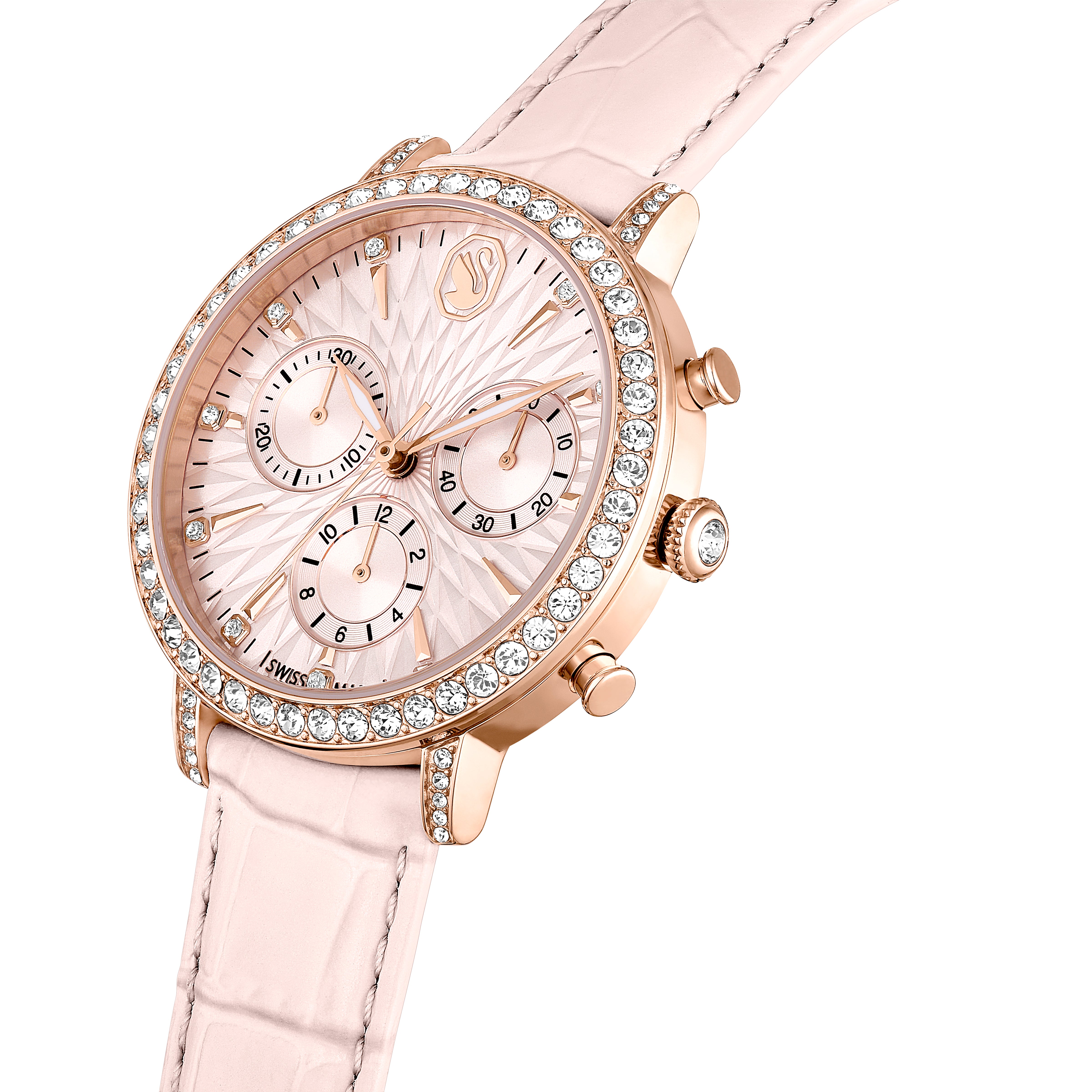 Matrix Tennis Chrono Saat, Swiss Made, Deri Kayış, Pembe, Pembe Altın Rengi Kaplama