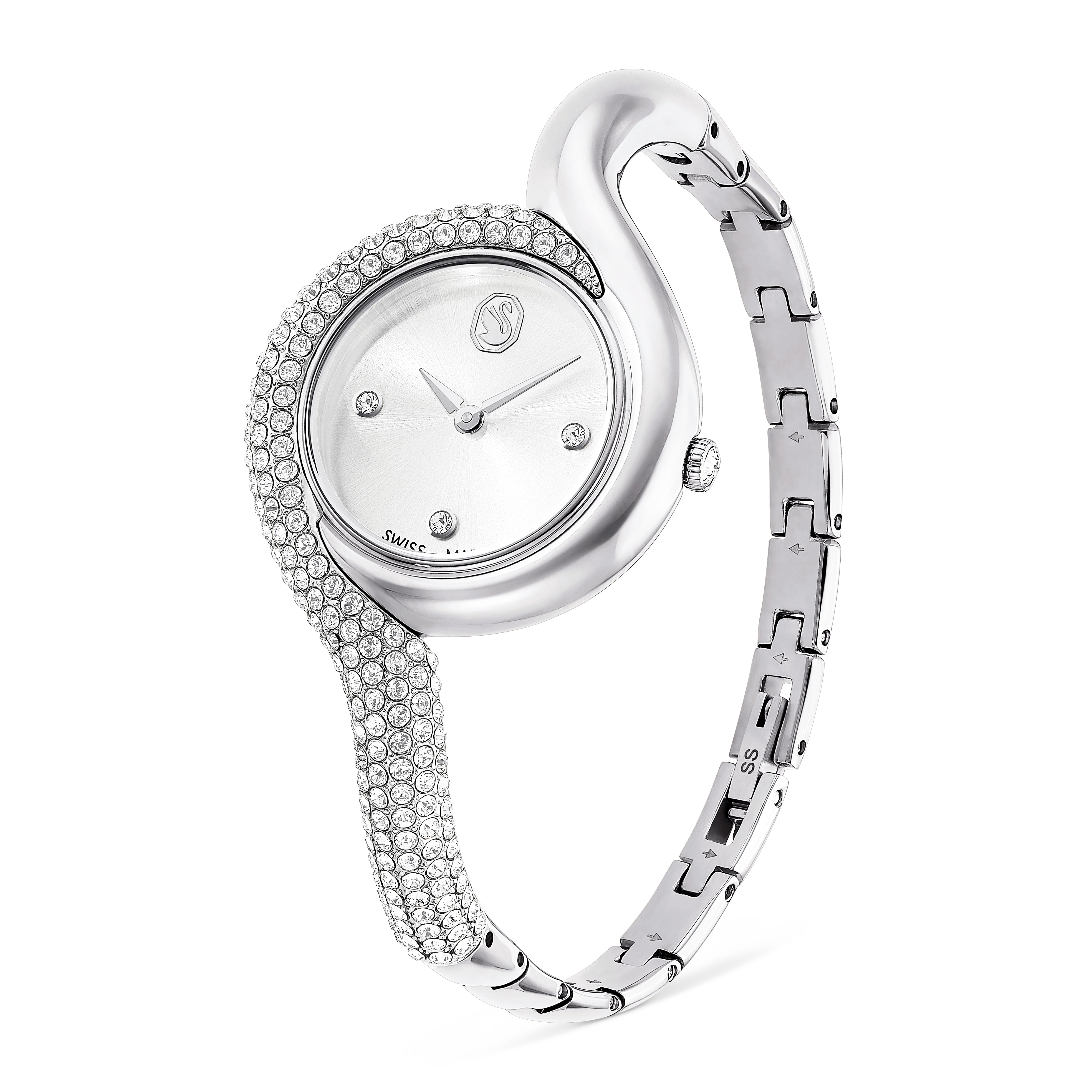 Dextera Asymmetric Saat, Swiss Made, Metal Bileklik, Gümüş Ton, Paslanmaz Çelik