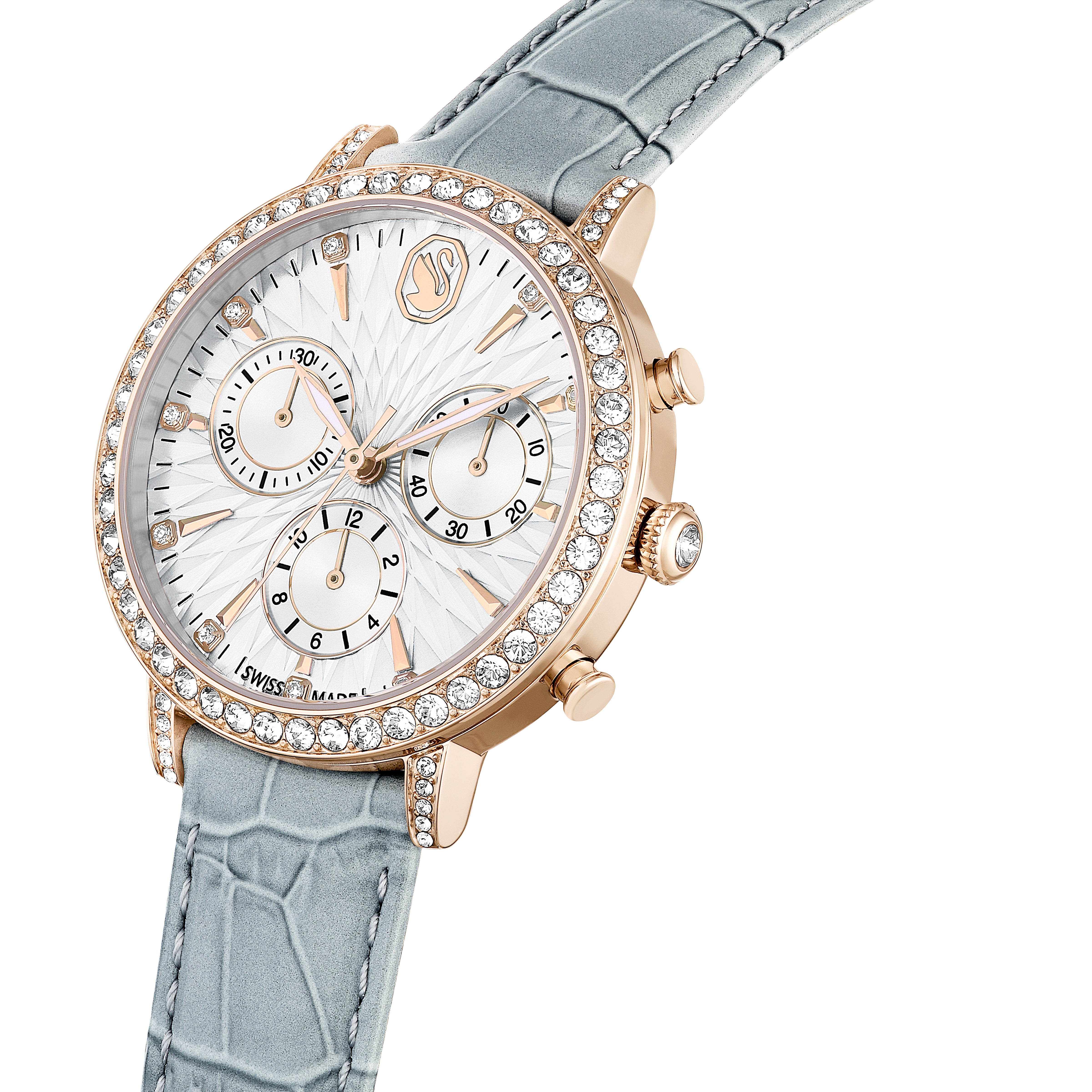 Matrix Tennis Chrono Saat, Swiss Made, Deri Kayış, Gri, Şampanya Altın Rengi Yüzey