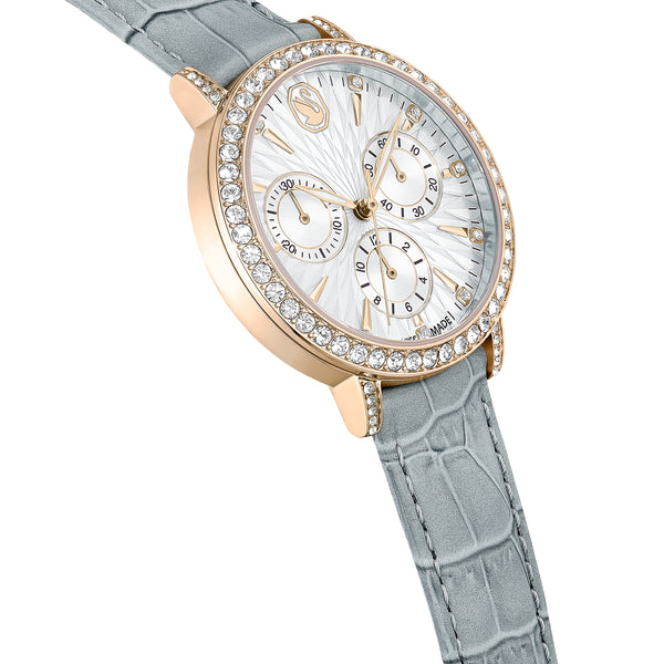 Matrix Tennis Chrono Saat, Swiss Made, Deri Kayiş, Gri, Şampanya Altin Rengi Yüzey