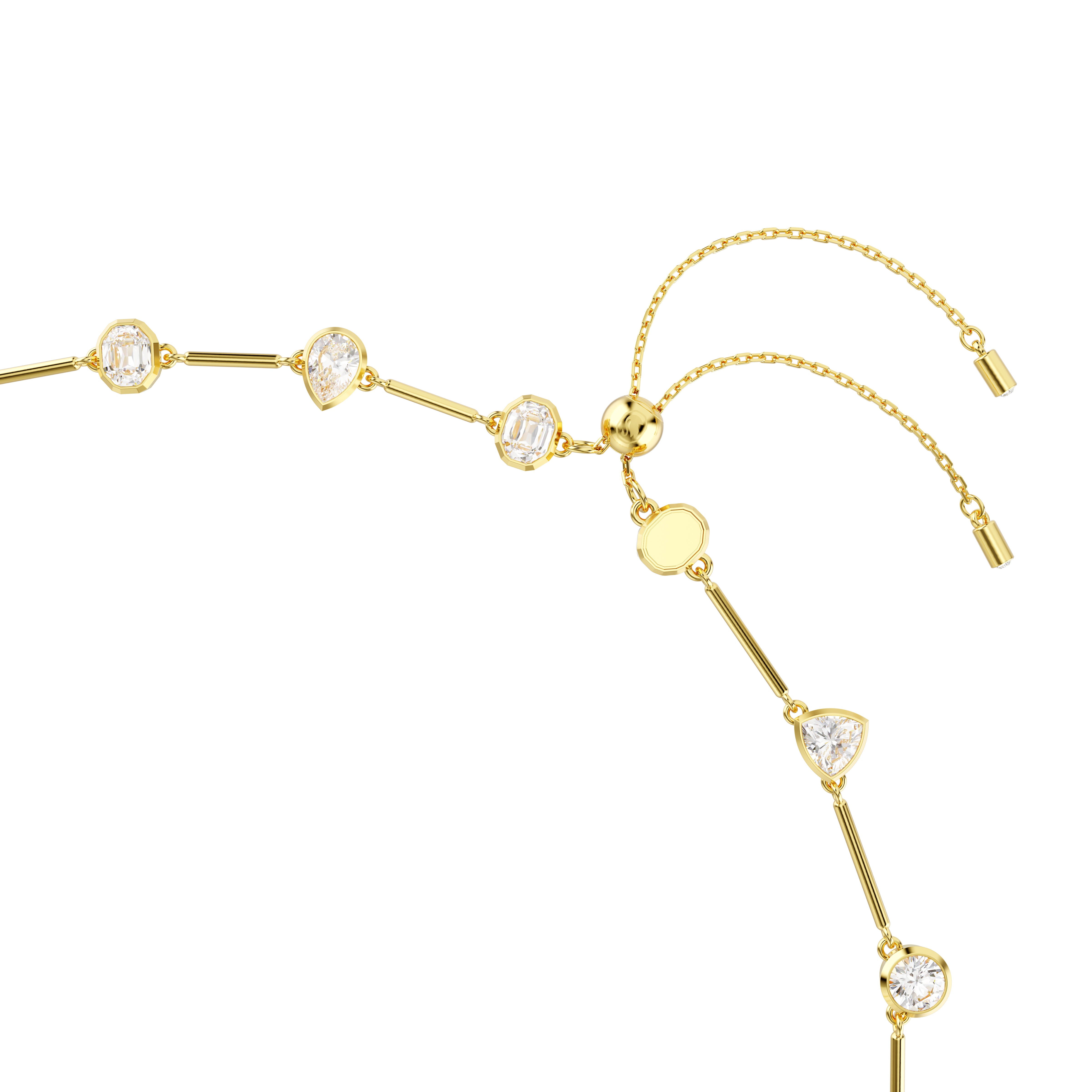 Imber Tennis Kolye, Karişik Kesim, Beyaz, Altin Rengi Kaplama