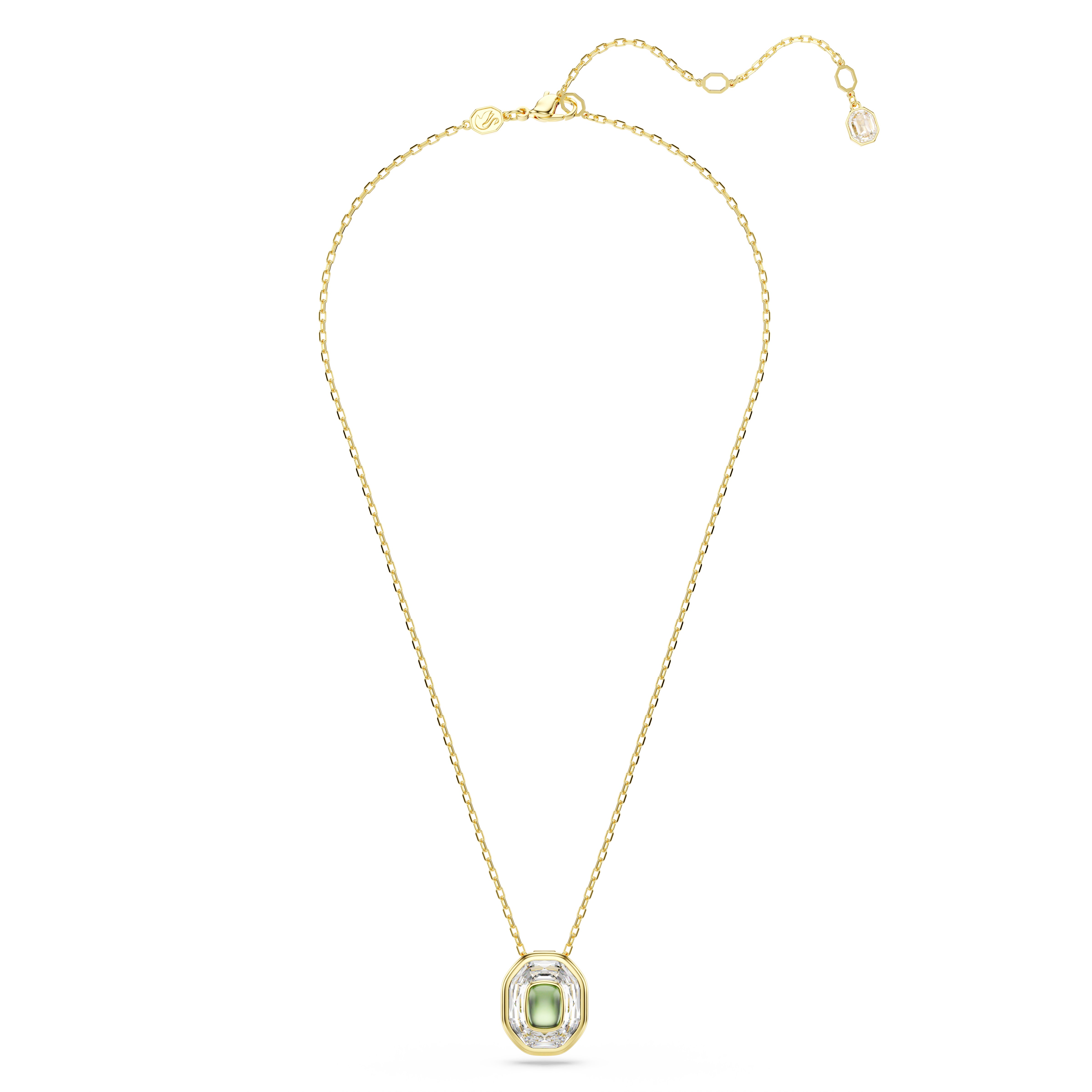 Chroma Kolye, Octagon Kesim, Yeşil, Altin Rengi Kaplama