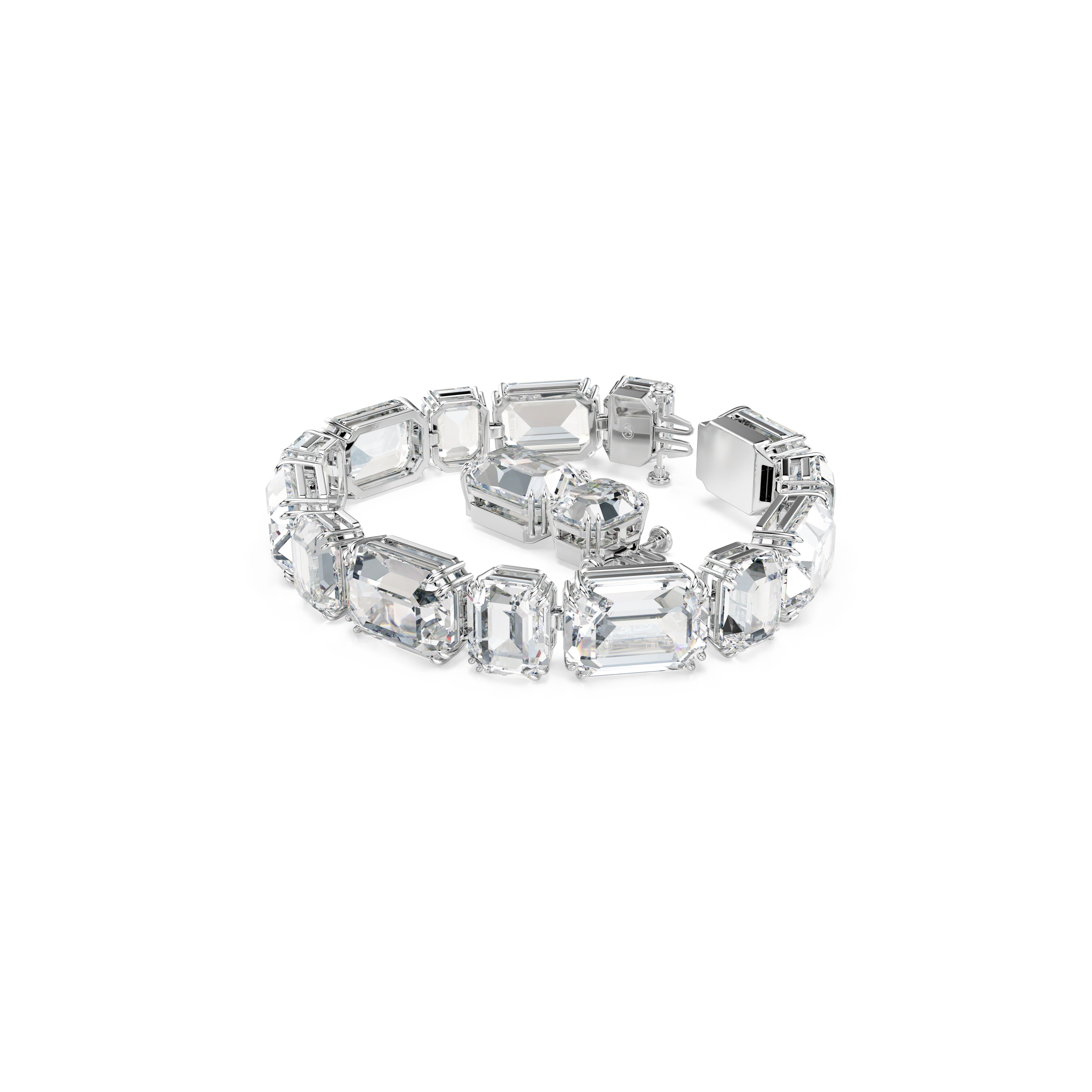 Millenia Tennis Bileklik, Octagon Kesim, Beyaz, Rodyum Kaplama