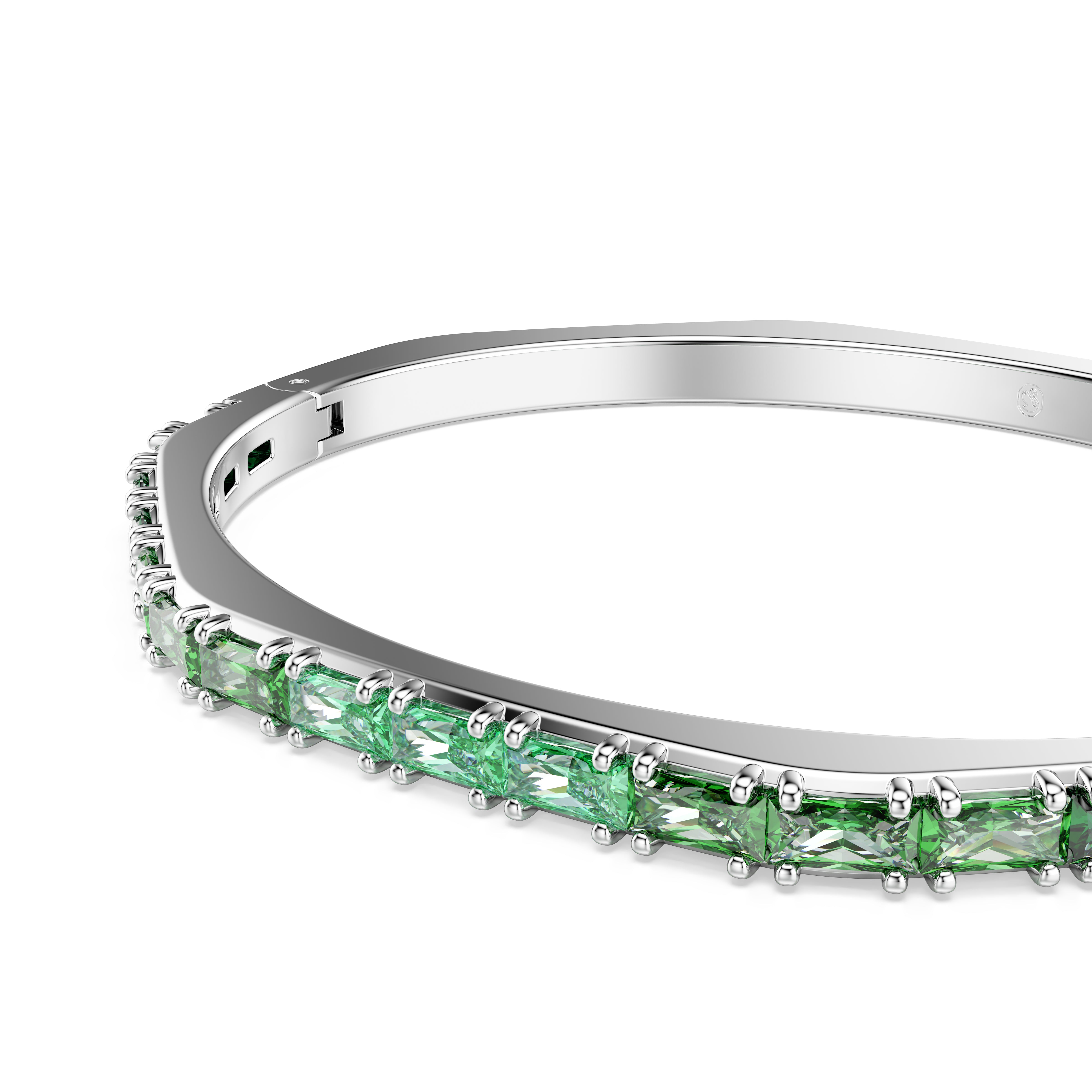 Matrix Bangle Bileklik, Baget Kesim, Yeşil, Rodyum Kaplama