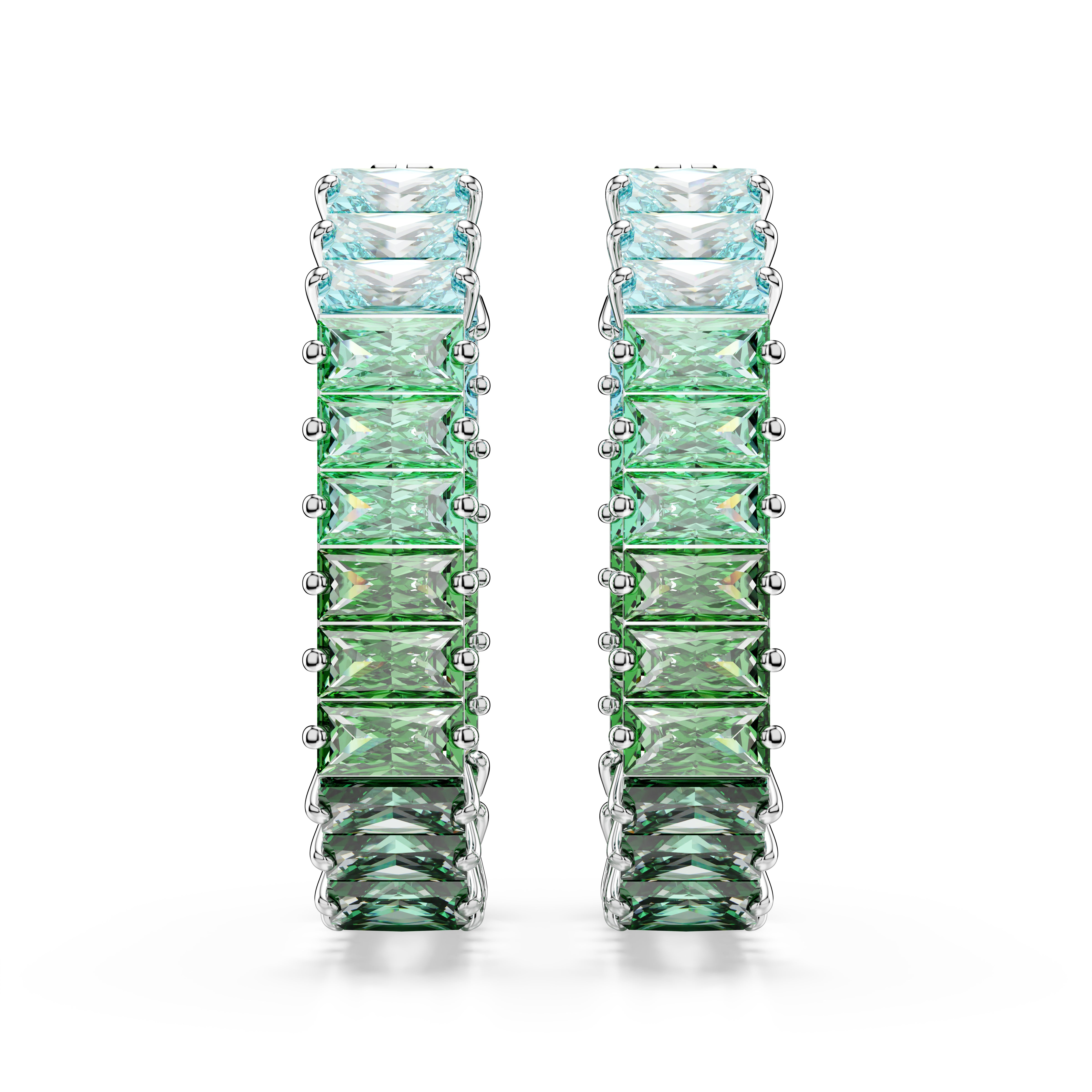 Matrix Halka Küpe, Baget Kesim, Yeşil, Rodyum Kaplama