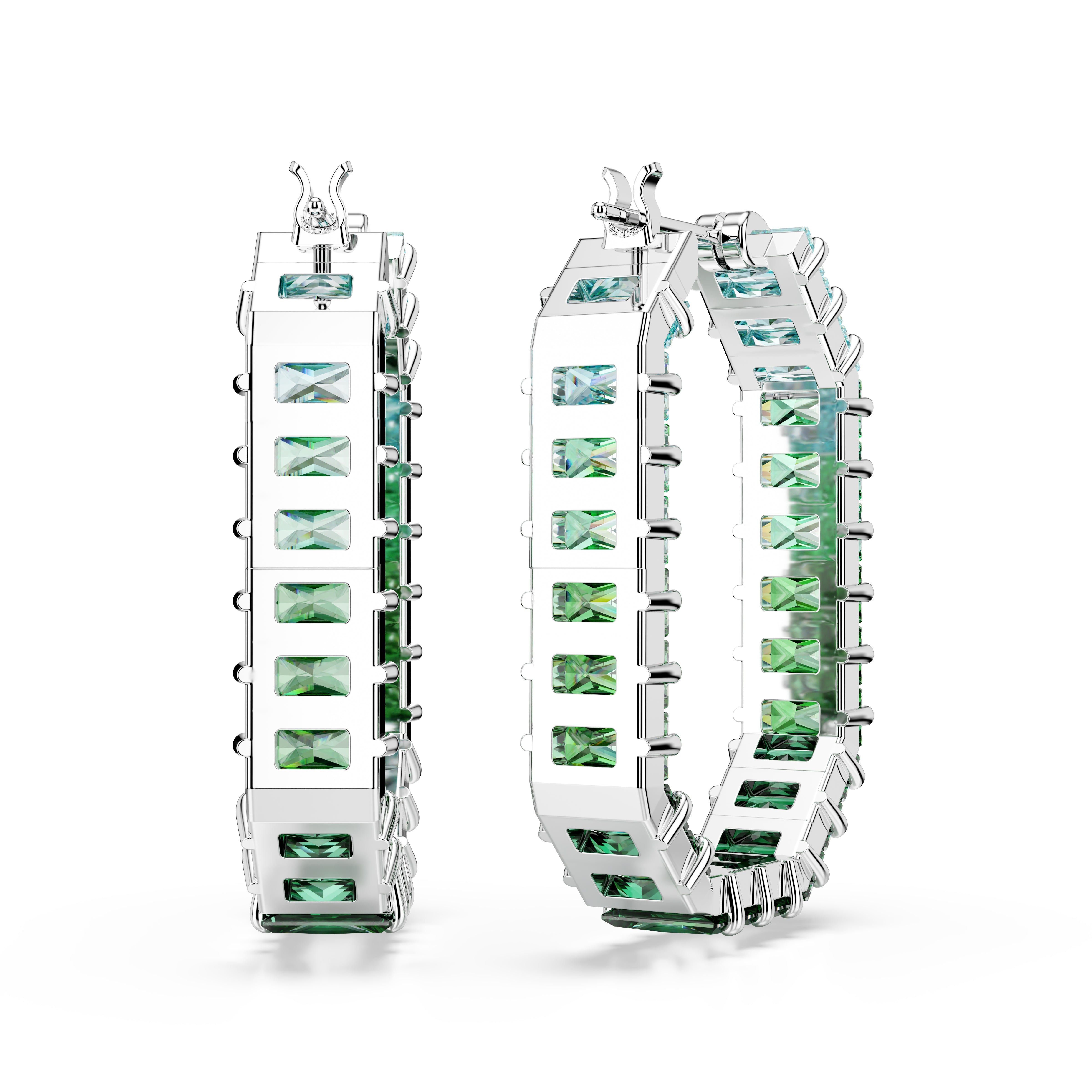 Matrix Halka Küpe, Baget Kesim, Yeşil, Rodyum Kaplama