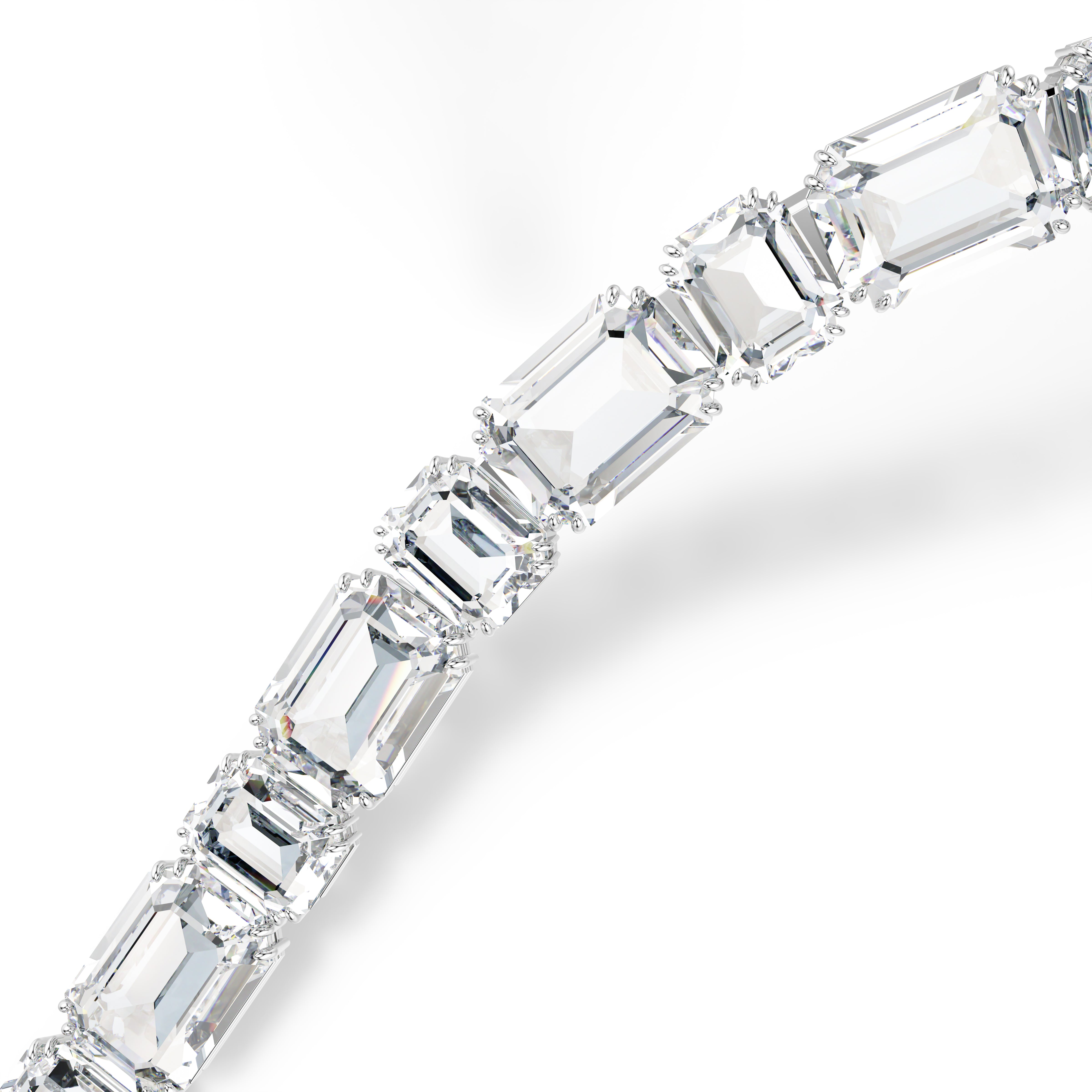 Millenia Tennis Kolye, Octagon Kesim, Beyaz, Rodyum Kaplama