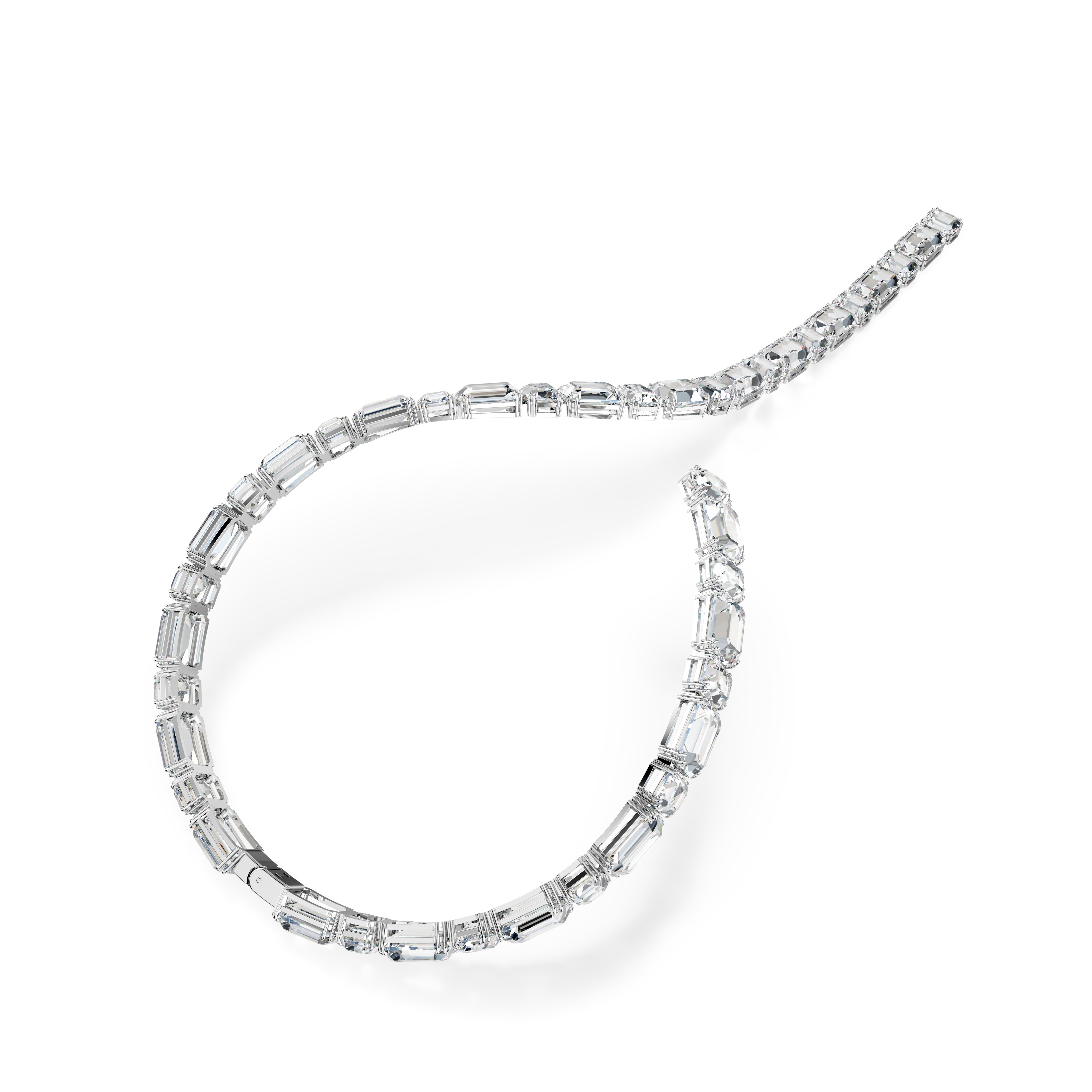 Millenia Tennis Kolye, Octagon Kesim, Beyaz, Rodyum Kaplama