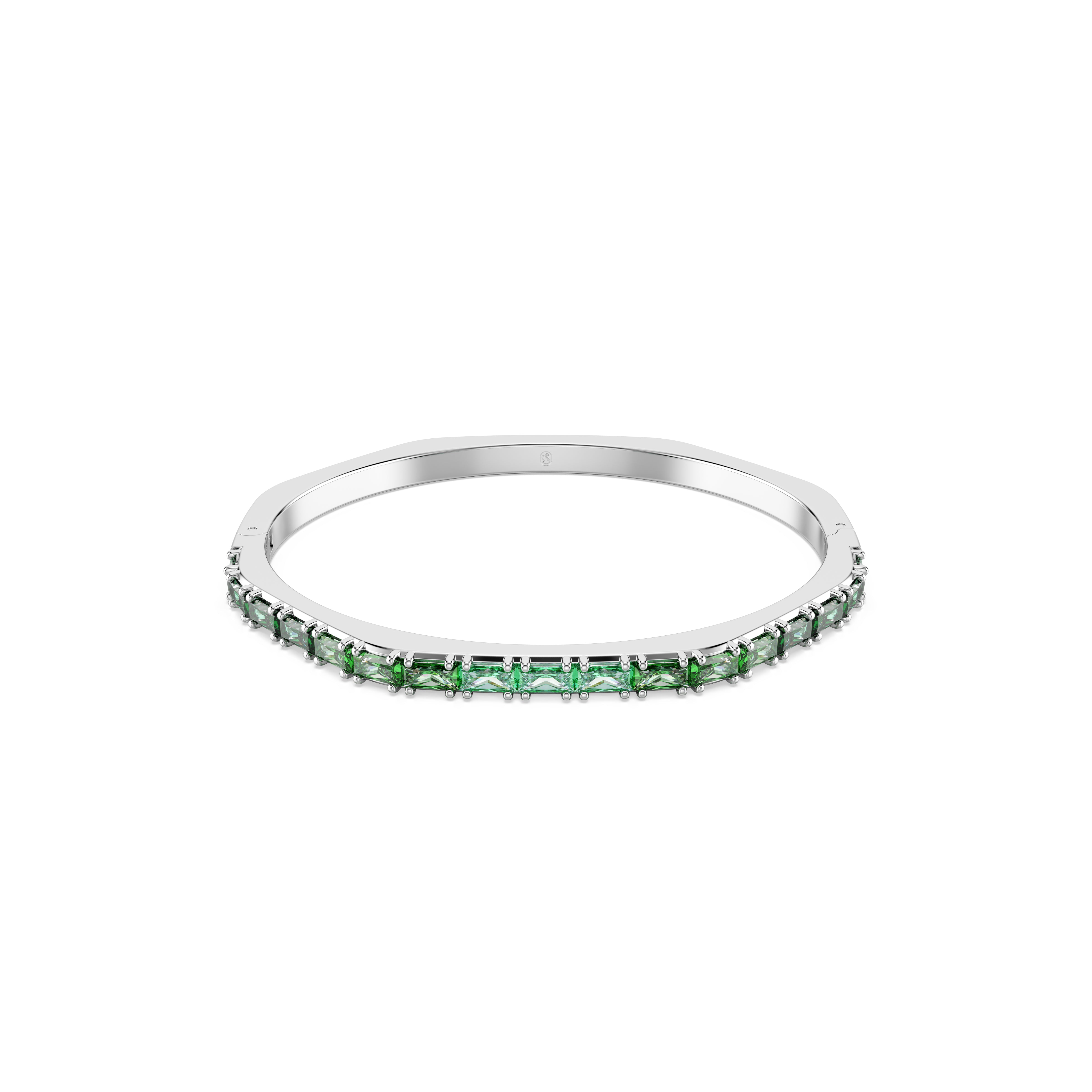 Matrix Bangle Bileklik, Baget Kesim, Yeşil, Rodyum Kaplama