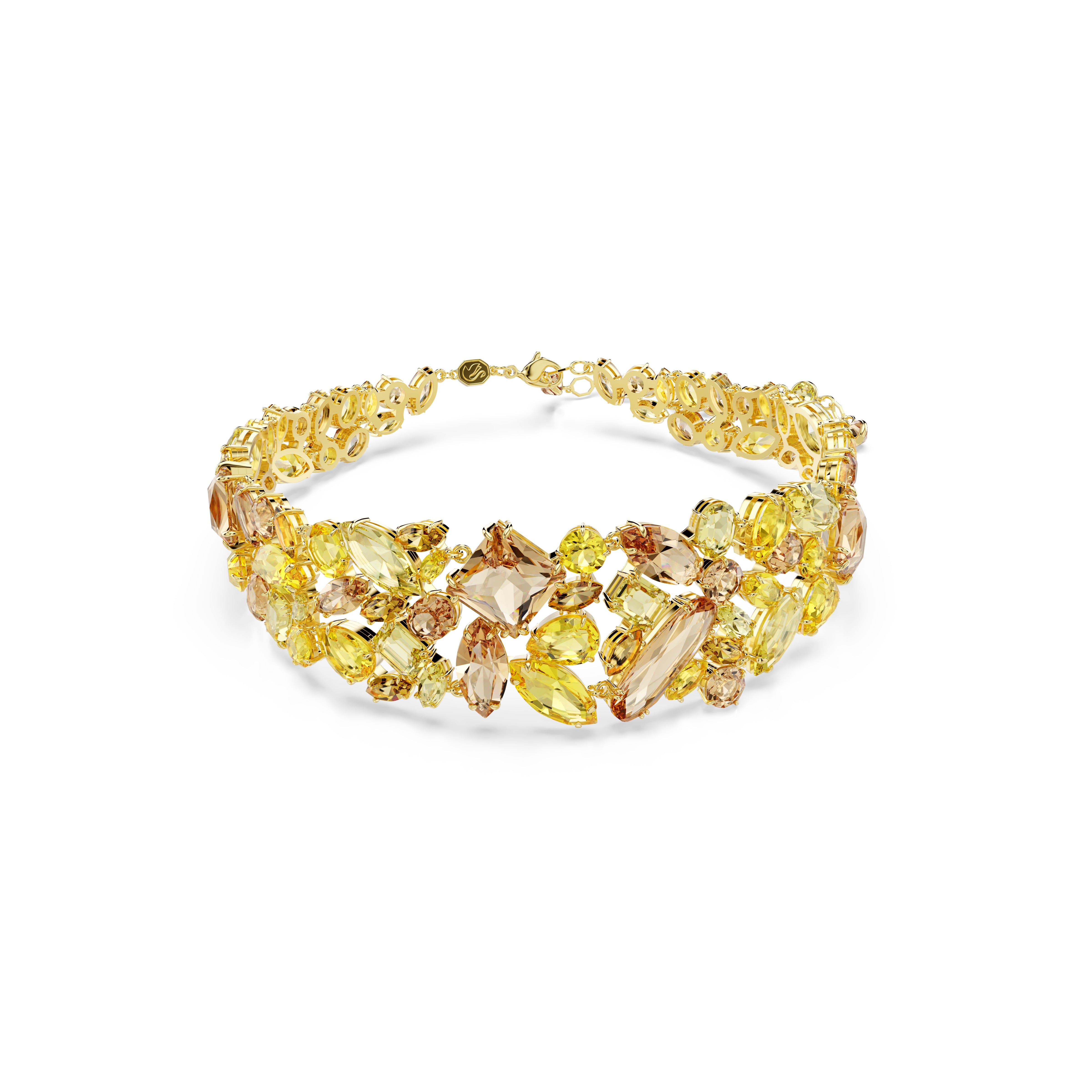 Gema Choker Kolye, Karışık Kesim, Sarı, Altın Rengi Kaplama