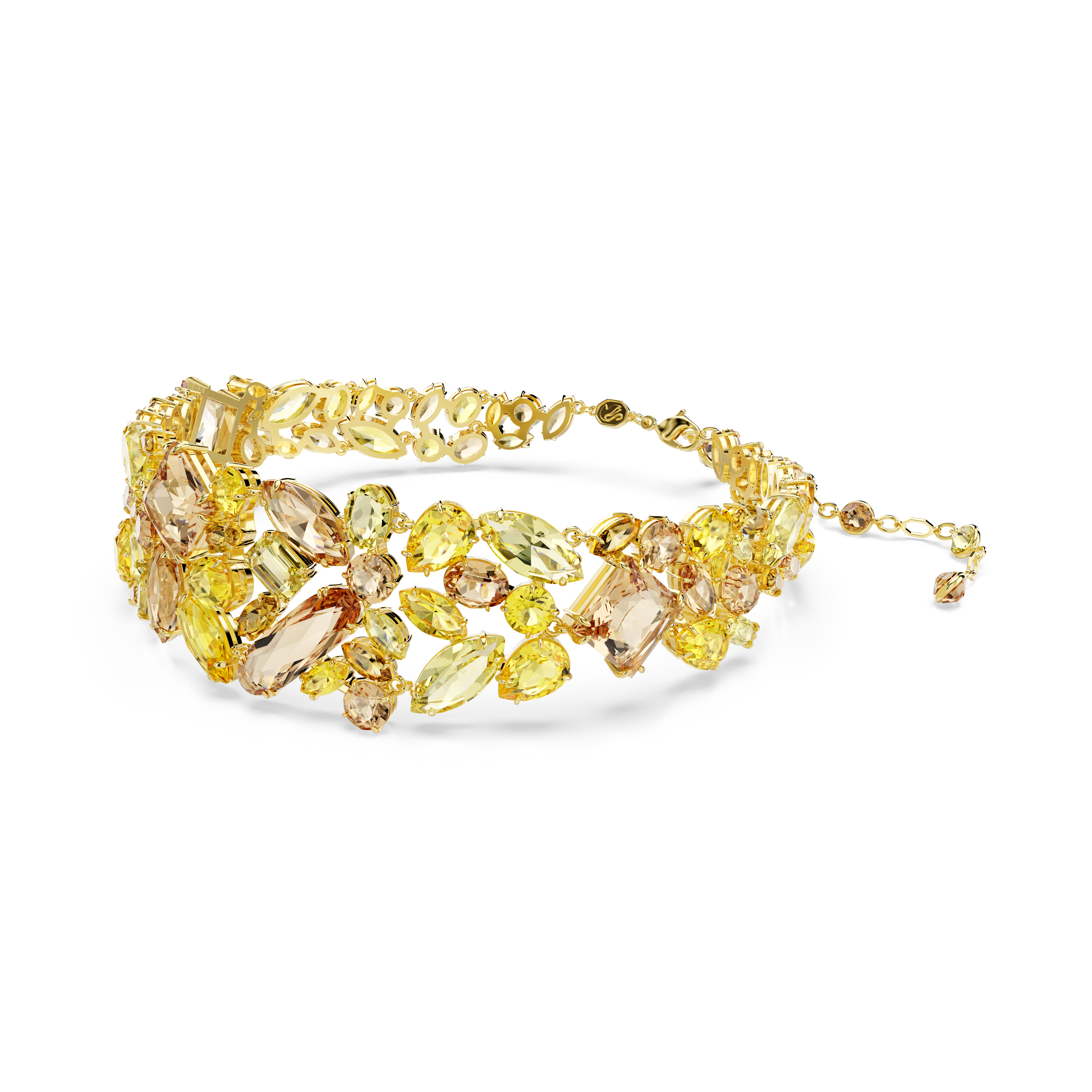 Gema Choker Kolye, Karışık Kesim, Sarı, Altın Rengi Kaplama