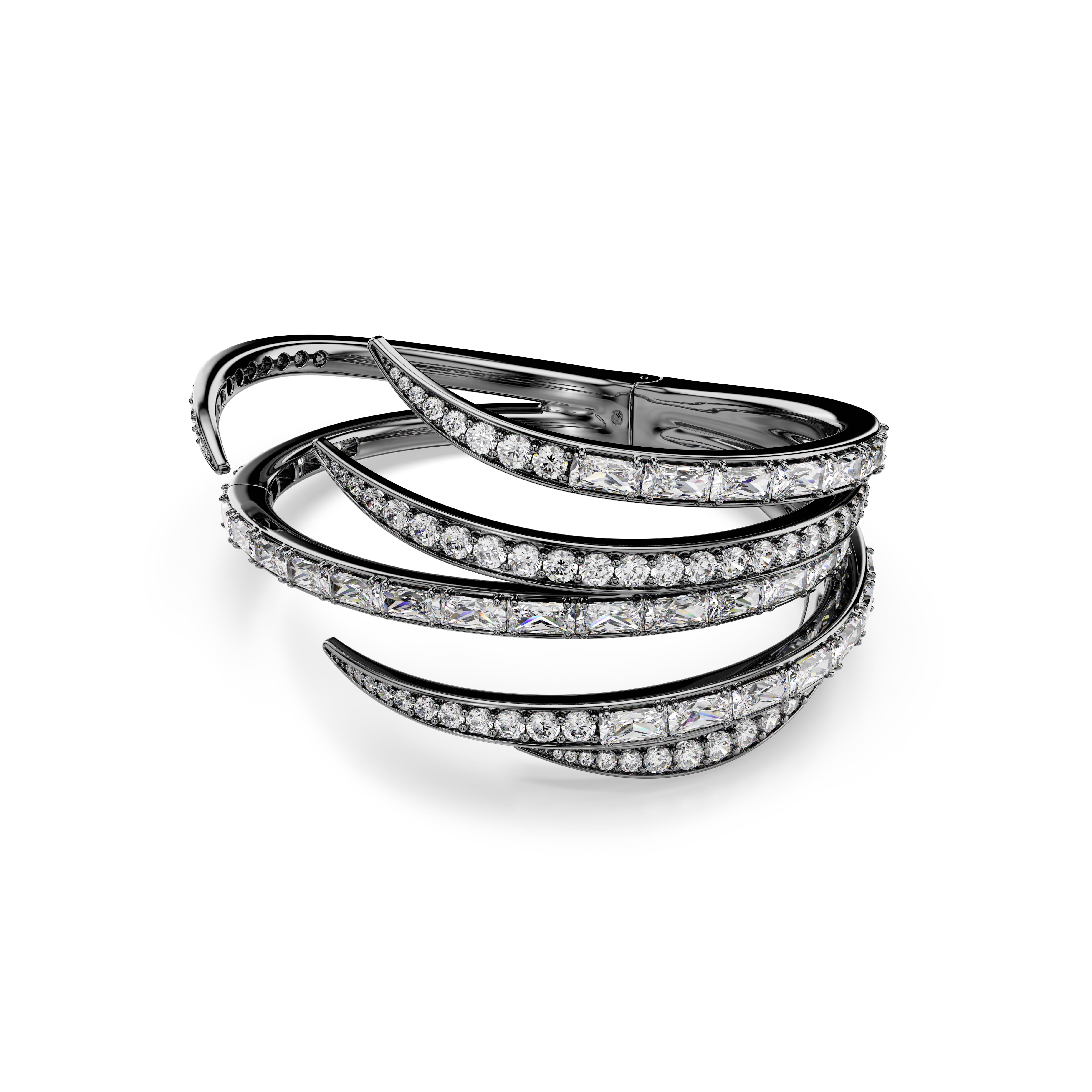 The Vienna Collection Bileklik, Tüy, Beyaz, Rutenyum Kaplama